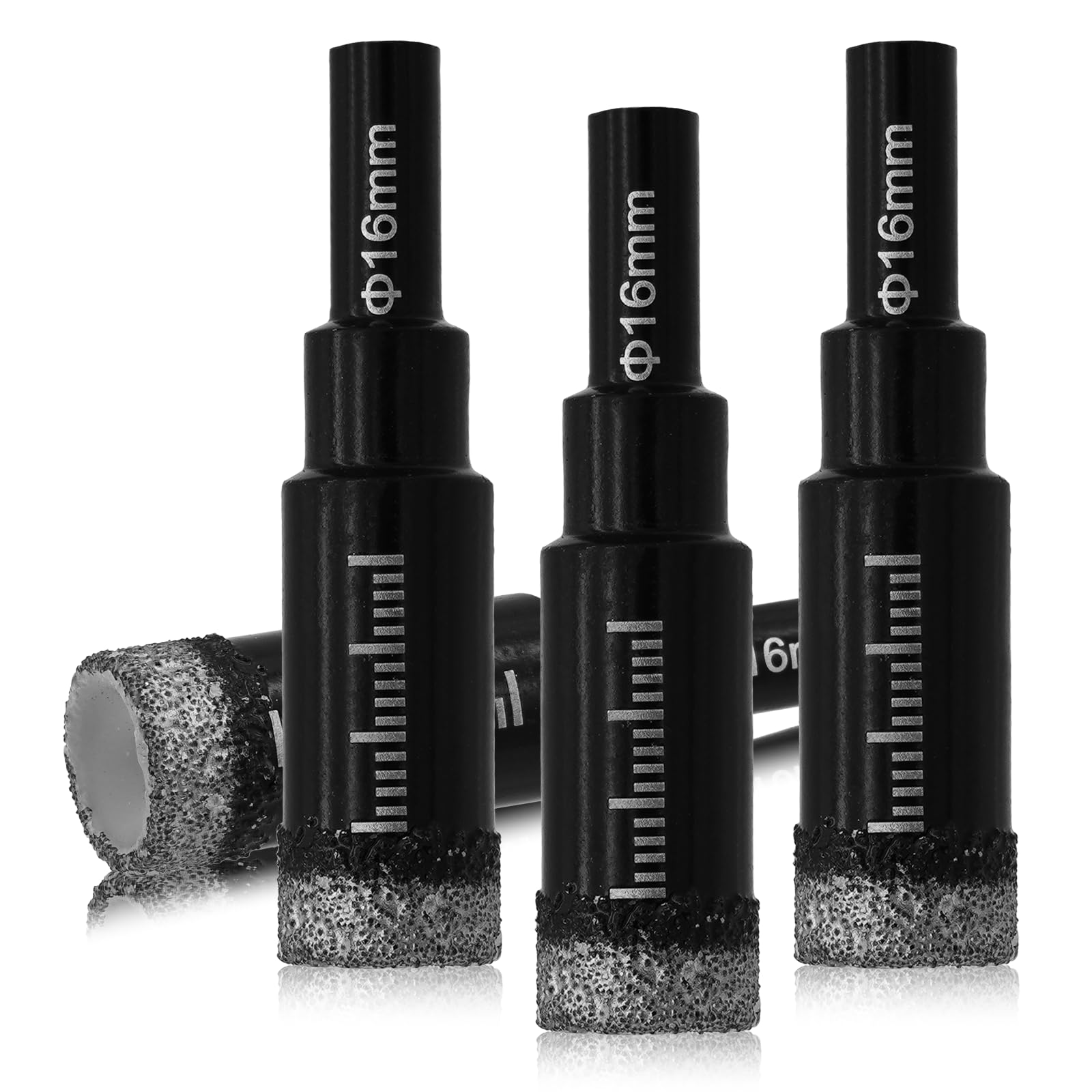 Semrien 4 Pcs Dry Diamond Drill Bits Set, 5/8"(16mm) Diamond Hole Saw Core Drill Bit, Round Shank Tile Drill Bits Ceramic Drill Bits for Porcelain,