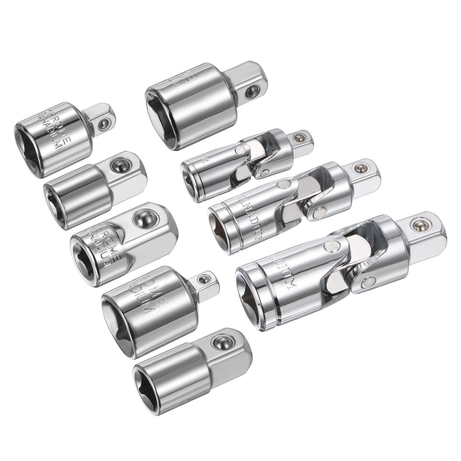 sourcing map 9pcs Impact Socket Adapter Set 1/2" to 3/8" 1/4", 1/4" to 3/8" 1/2", Standard SAE Impact Driver Ratchet Wrench Converter with Universal Joint