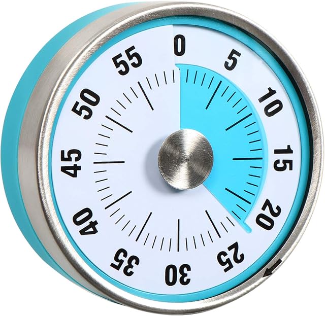 Searon Kid Visual Countdown Timer - 7.8 CM Round 60 Minute Timer for Kids with Autism Kitchen Teacher Classroom Meeting Children Adults (Blue and Blue)