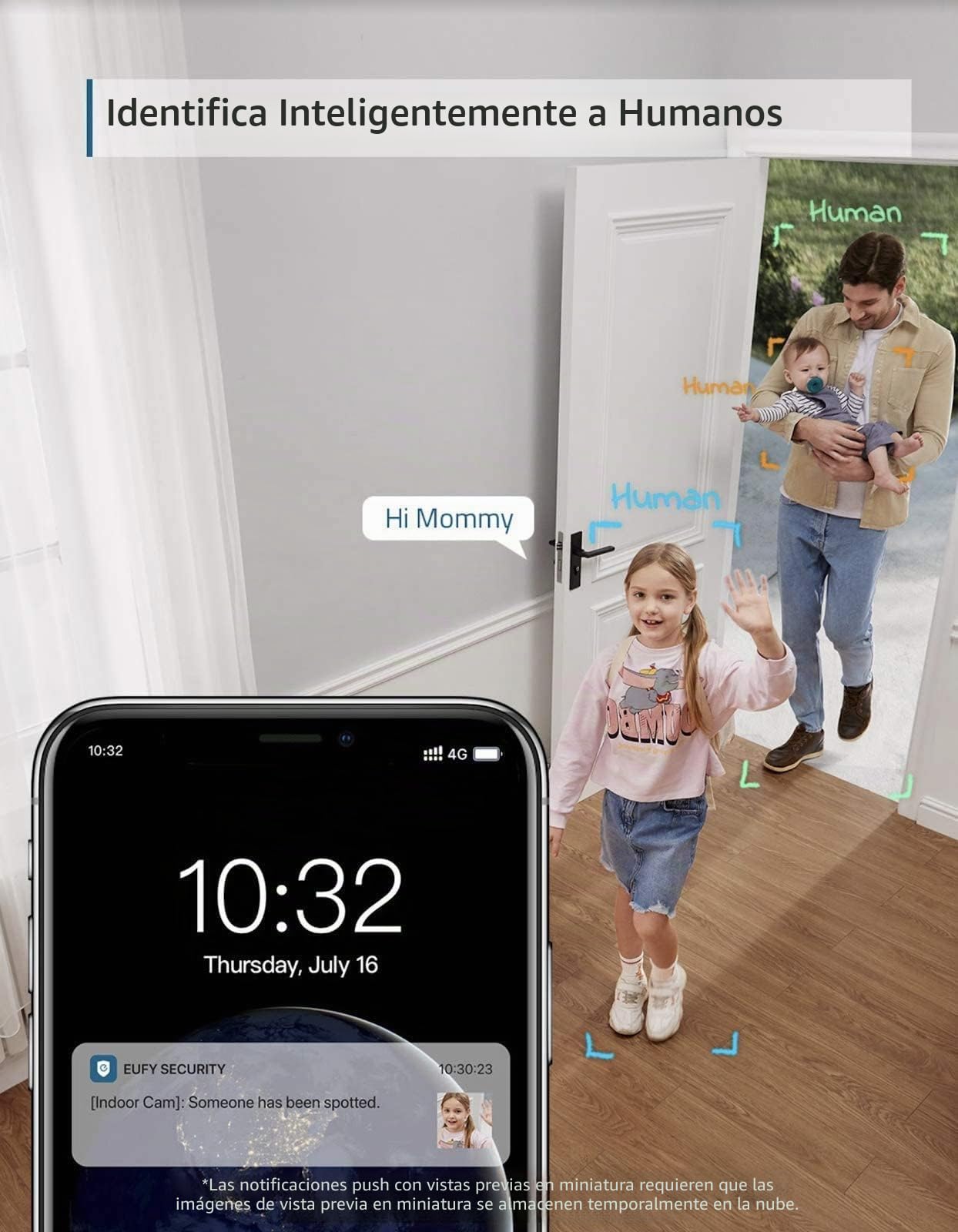 eufy Security IndoorCam E220 Camara vigilancia WiFi Interior, 2K Pan & Tilt, Reconocimiento de Personas, con Asistente de Voz, Sensor de Movimiento, sin Tarifa mensual, No se Requiere HomeBase