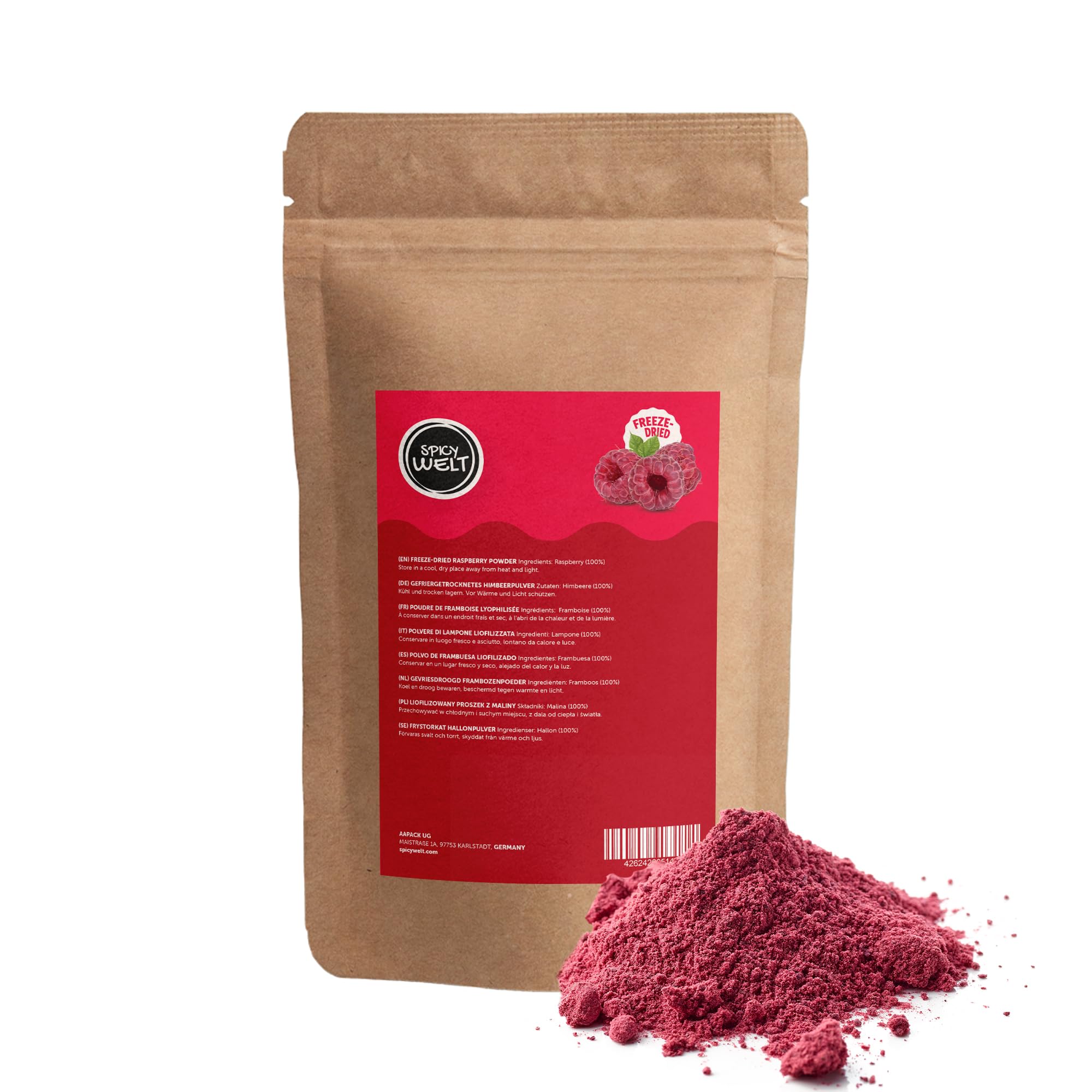 Polvo de Frambuesa Liofilizada 100% Natural 100g – Frambuesas Molidas Sin Endulzar