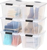 Vista 23 de IRIS USA Contenedores de almacenamiento de plástico apilables de 40 cuartos de galón con tapas, paquete de 6 unidades, sin BPA, fabricados en Perla