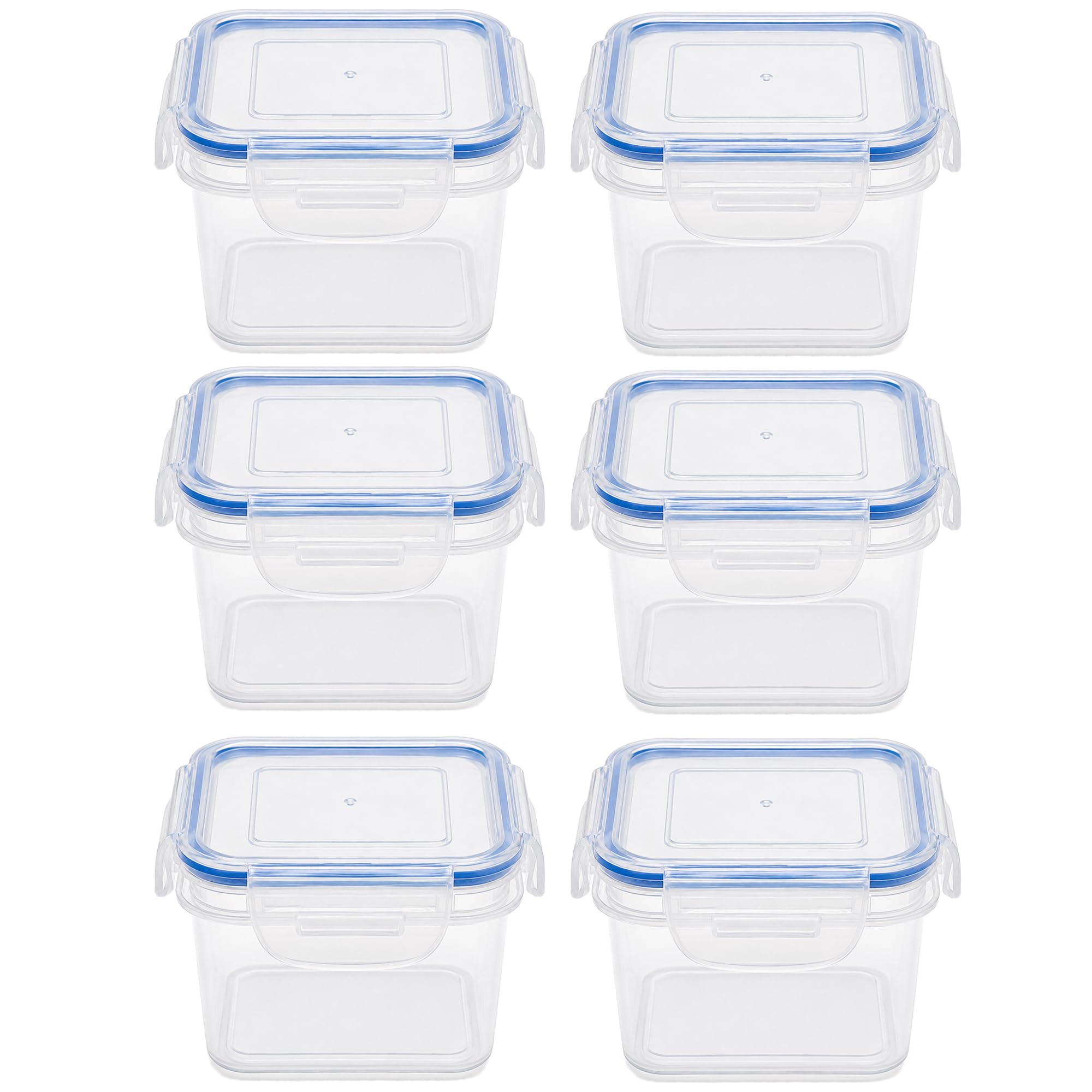 DDUP 6 Pack Clear Food Containers with Lids, 400ml Airtight Stackable Pots