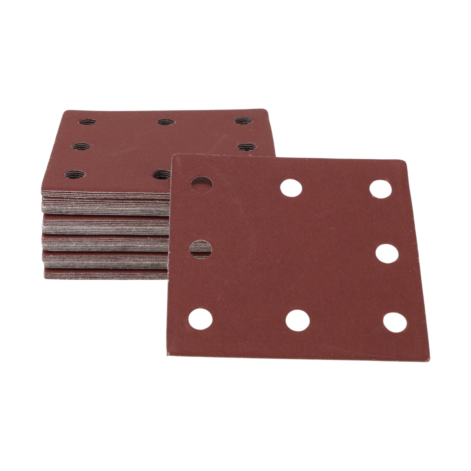 TUCKBOLD 50 Pcs Rectangle Sandpaper 8 Hole 400 Grit Hook and Loop Sanding Sheets Universal for Automotive Refinishing Woodworking 115x110mm Aluminum Oxide Red