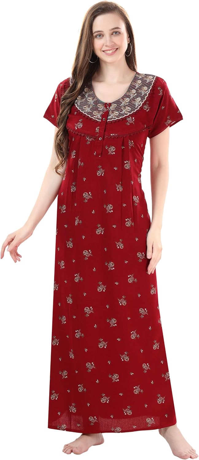 Soulemo Womens Cotton Rayon \u0026 Polyster Premium Alpine Nighty/Nighties. 690  (S - Bust 38, Black 190) at Amazon Women's Clothing store