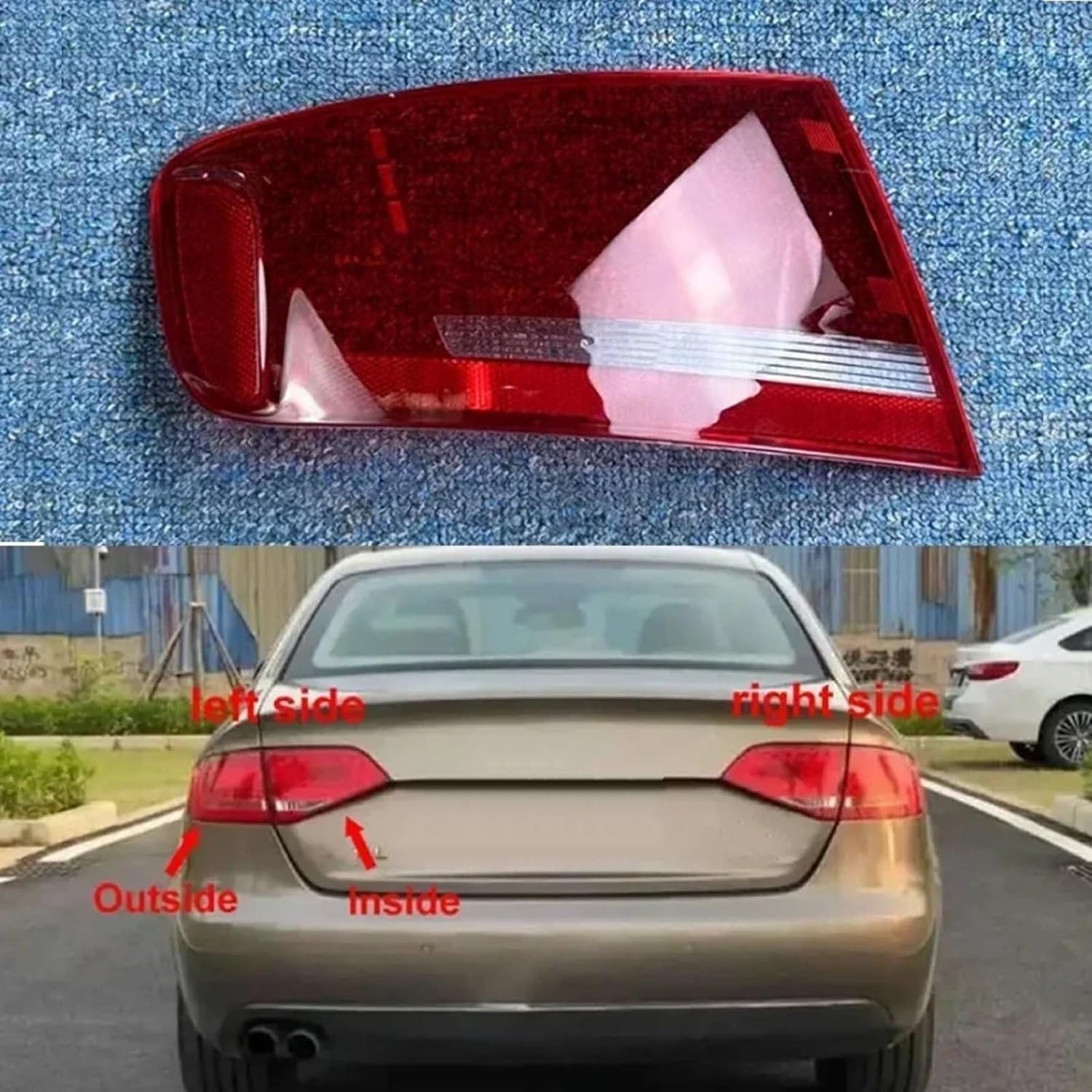 tail light lens Compatible With A4 A4L B8 2009 2010 2011 2012 Car Rear Outer Tail Lamp Cover Brake Lights Shell Auto Accessories(Outside Right)
