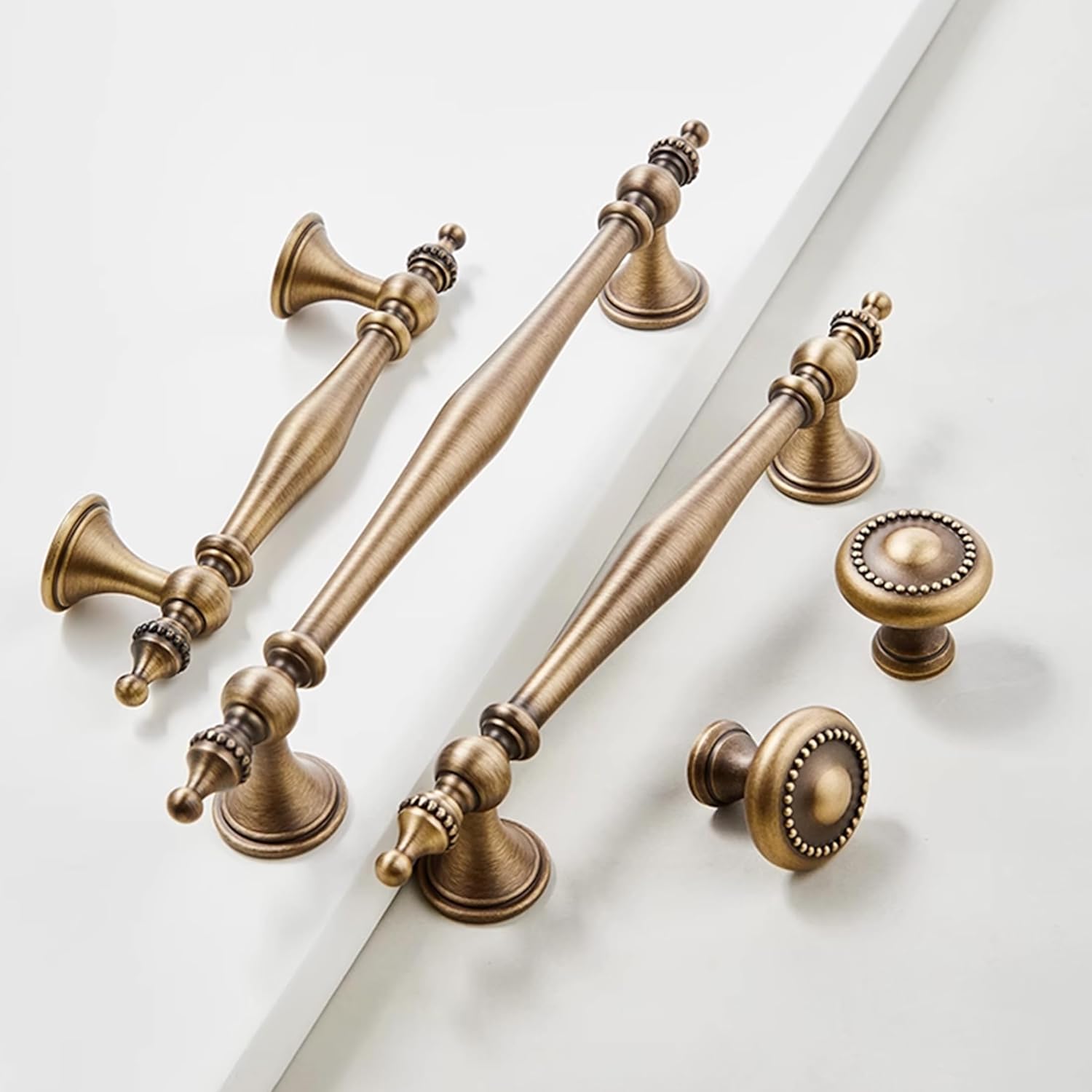 MFYS 5"" Solid Brass Drawer Knobs Pulls Antique Retro Bronze Cabinet Pull Handle Bedroom Pulls Dresser Door Handle Pull Shoe Cabinets (5"" Hole to Hole), like the photo shows