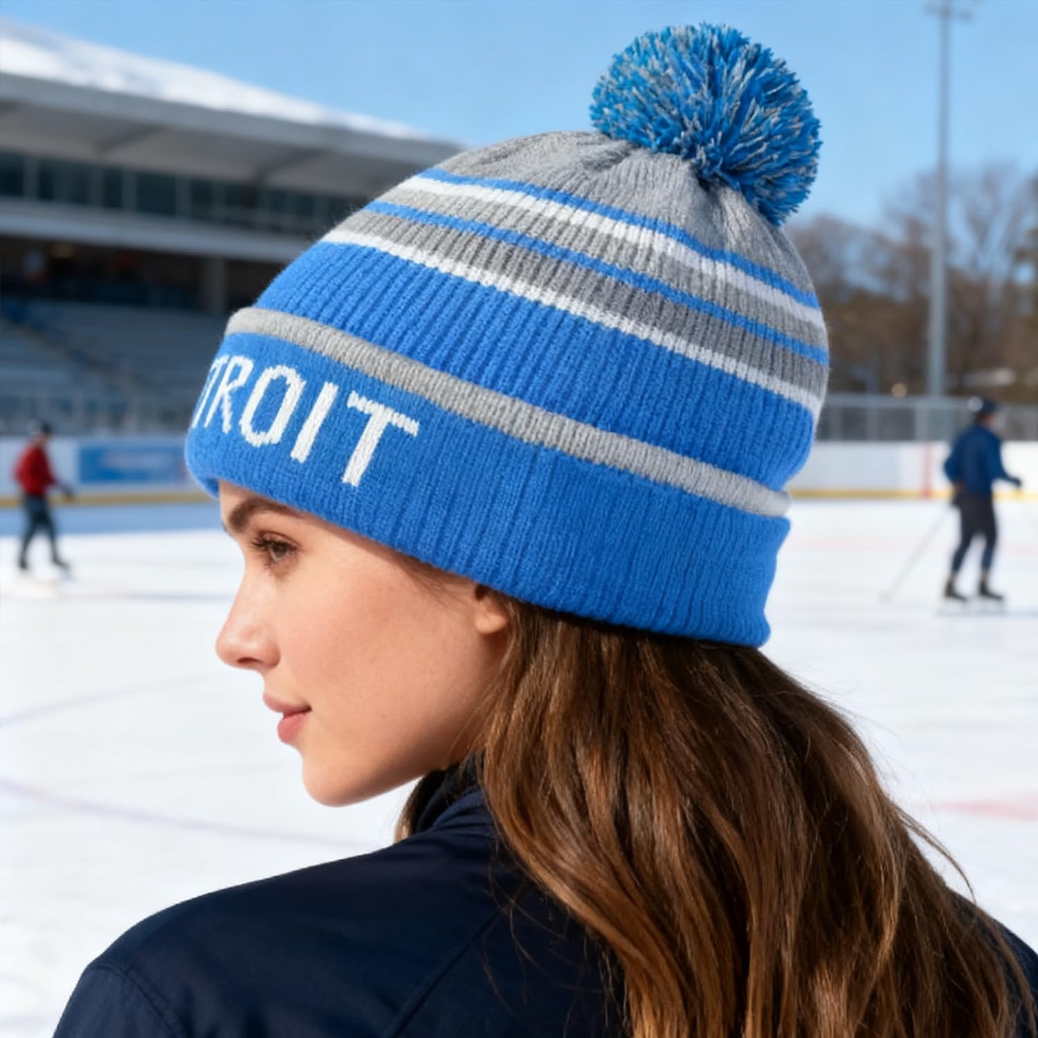 Vintage Cuffed Knit Beanie with Pom-Pom – Winter Hat Skull Warm Thick Cap for Men, Women & Fans - Image 7