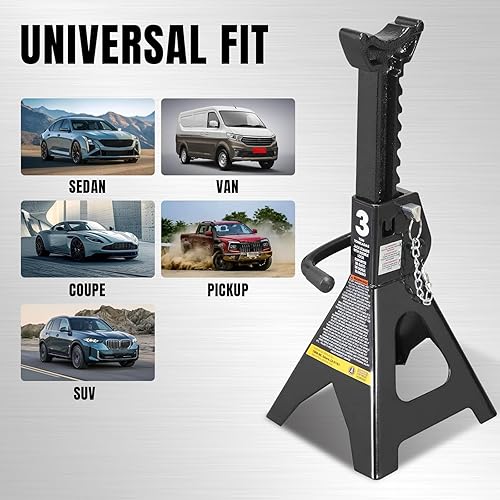 Miniatura 3 de BIG RED AT43002ABR Torin - Soportes de acero de doble bloqueo, paquete de 2, 3 toneladas (6,000 libras), color negro