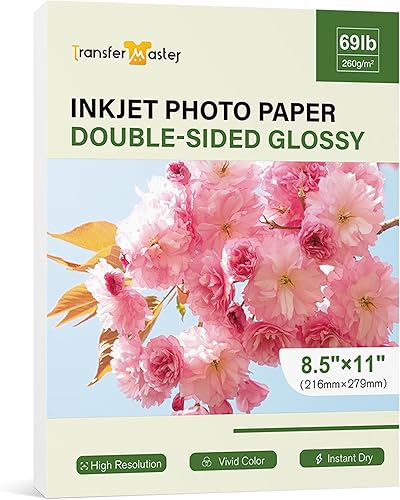 Papel fotográfico brillante de doble cara, grueso, 8.5 x 11 pulgadas, 69 libras, papel de cartulina pesado para impresoras de inyección de tinta,