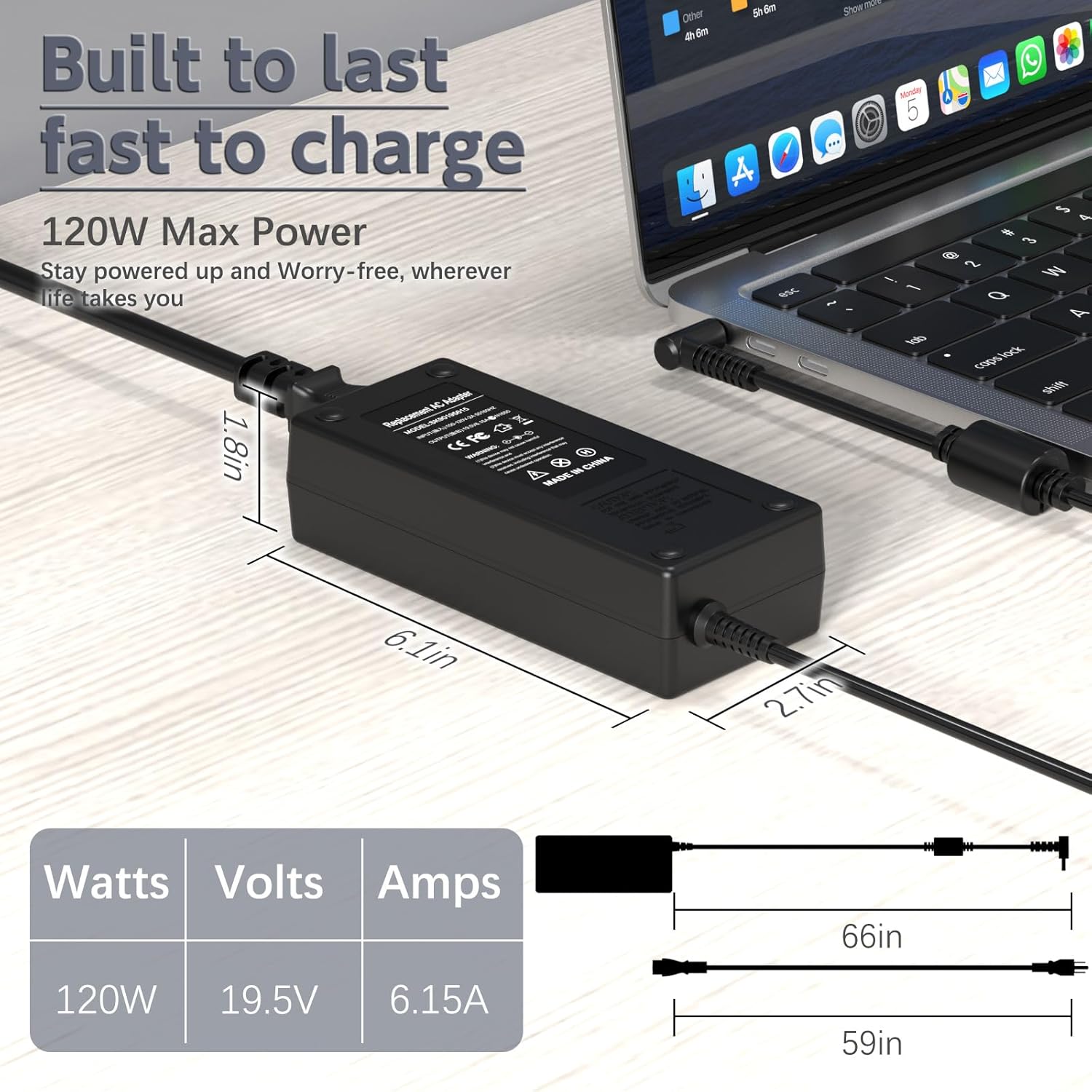 ROLADA 120W Laptop Charger Compatible with USB-C Dock G5 5TW10AA, 5TW10UT, 5TW10AA#ABB, 5TW10UT#ABA; USB-C/A Universal Dock G2 5TW13AA; Compatible with Envy 15 17 Power Supply Cord