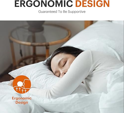 Miniatura 6 de Acanva Almohada básica de cama suave para dormir, tamaño Queen, color blanco, 2 unidades