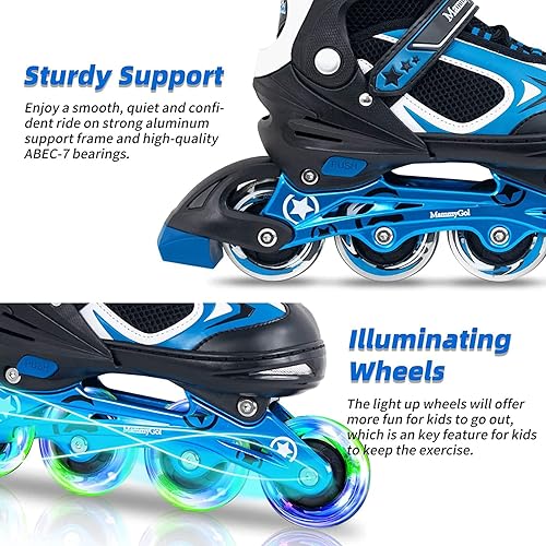 Miniatura 4 de MammyGol Adjustable Inline Skates for Kids Boys Girls Youth Beginner with Light up Wheels Ages 4-16