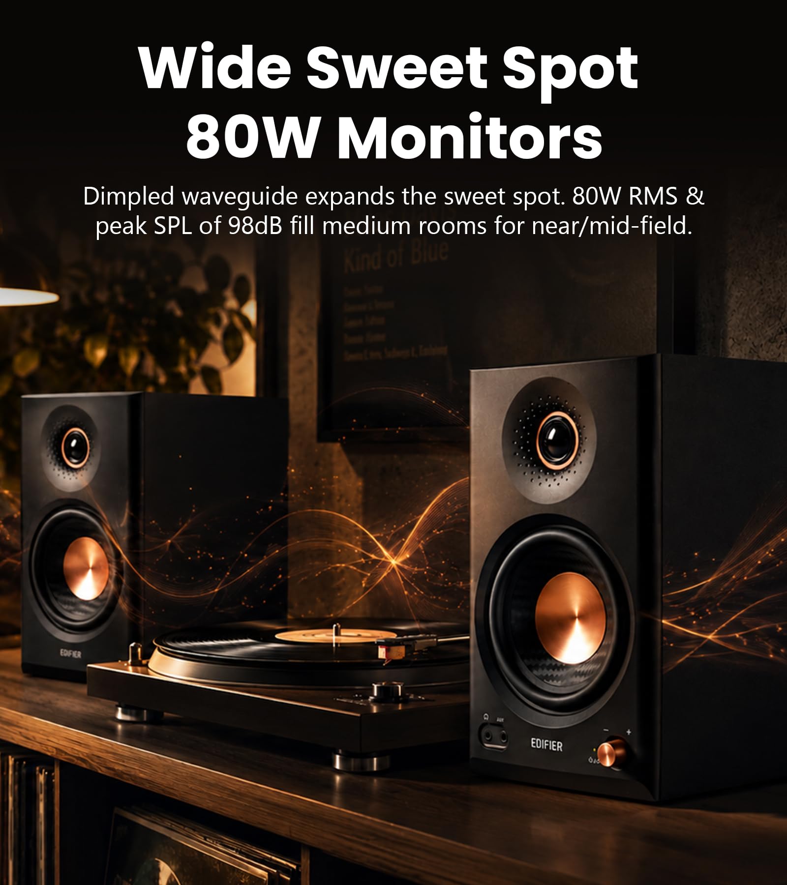 Edifier MR4.5 aktive Studio-Lautsprecher | Hi-Res Monitor 80 Watt | XLR, TRS, RCA + AUX | Bluetooth 6.0 Multipoint | LDAC-Wireless 24 bit/96 kHz | ConneX-App | EQ + Front-Regler (Schwarz)
