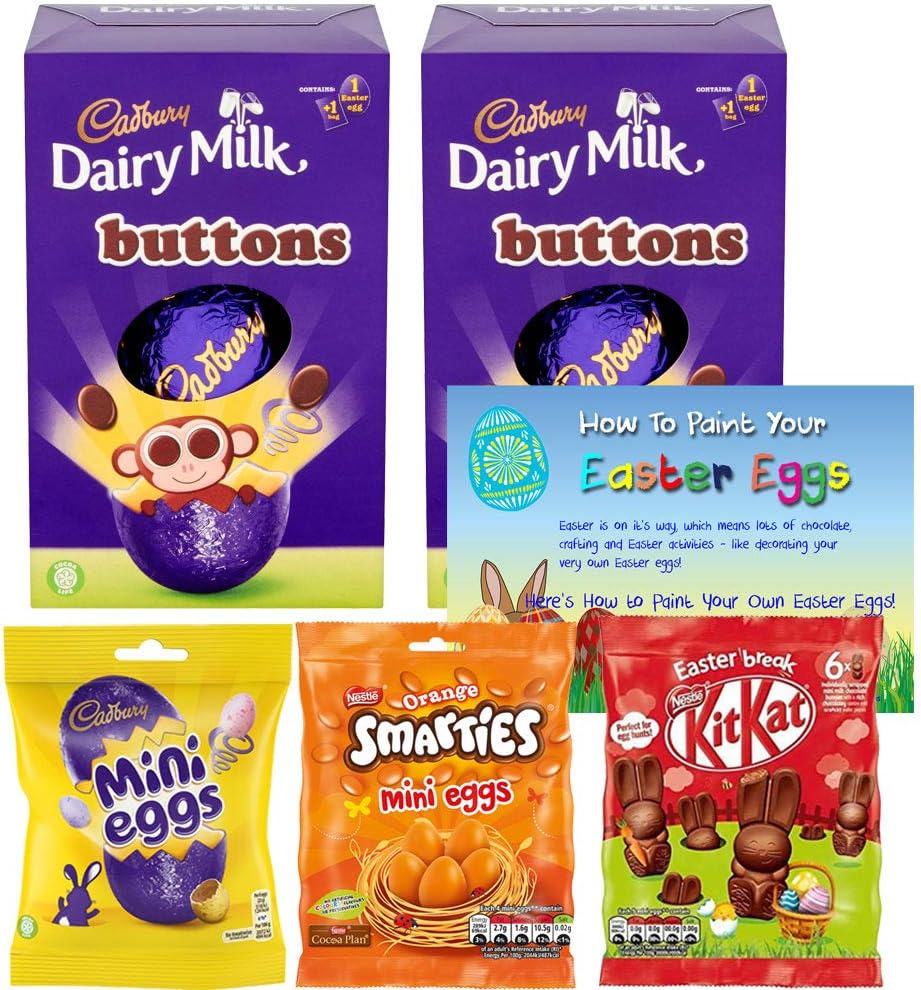 Cadburys Easter Egg Gift Set with 2 Small Buttons Chocolate Eggs