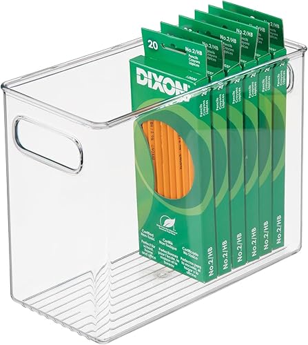 mDesign Contenedor organizador alto de plástico para almacenamiento, organización de oficina para archivador, armario, estantes y escritorio,