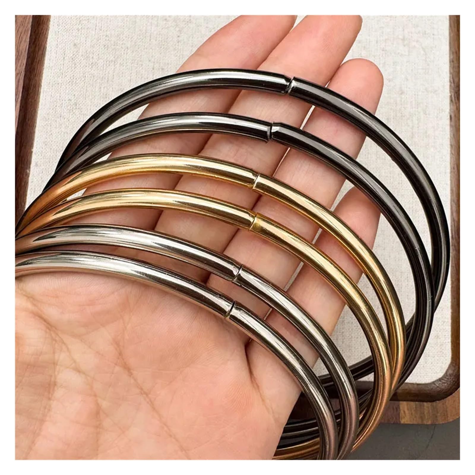 MRKU Asa de Madera para Bolso, Accesorios para Bolsos, Manualidades, Bricolaje, Redondo, 1/5 Piezas, Anillo de Hierro Redondo de Metal, Repuesto para Estuche de Mujer para Bolso