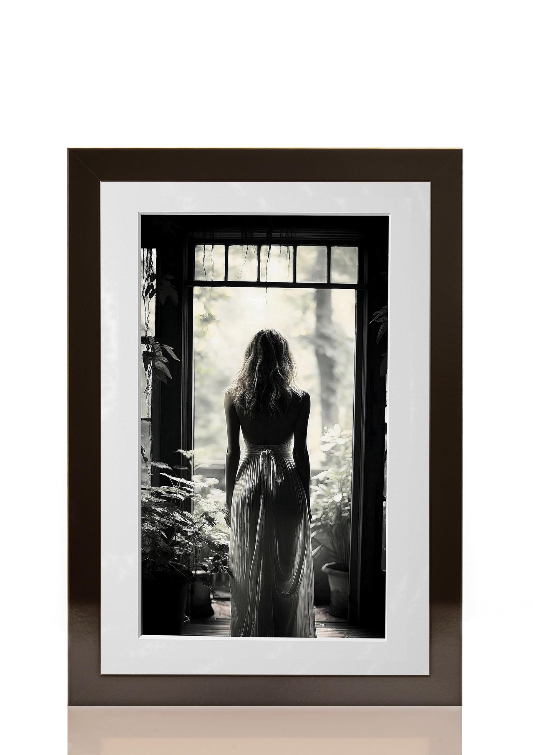 Cadre photo avec passe-partout 50 x 70 cm (image 40 x 60 cm) - Couleur : noir brillant - Baguette de cadre de 30 mm d'épaisseur
