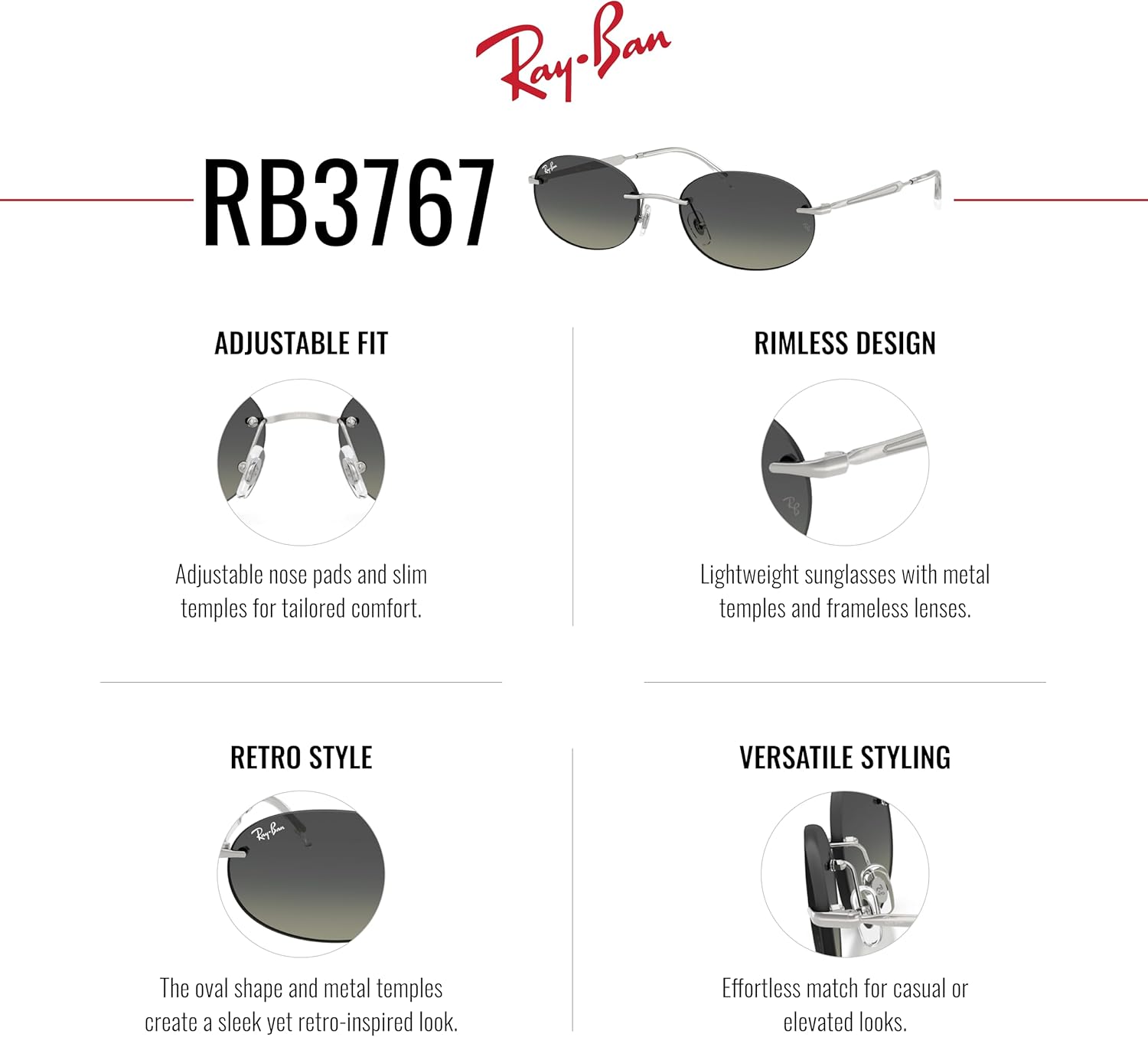 Ray-Ban Rb3767 Oval Sunglasses