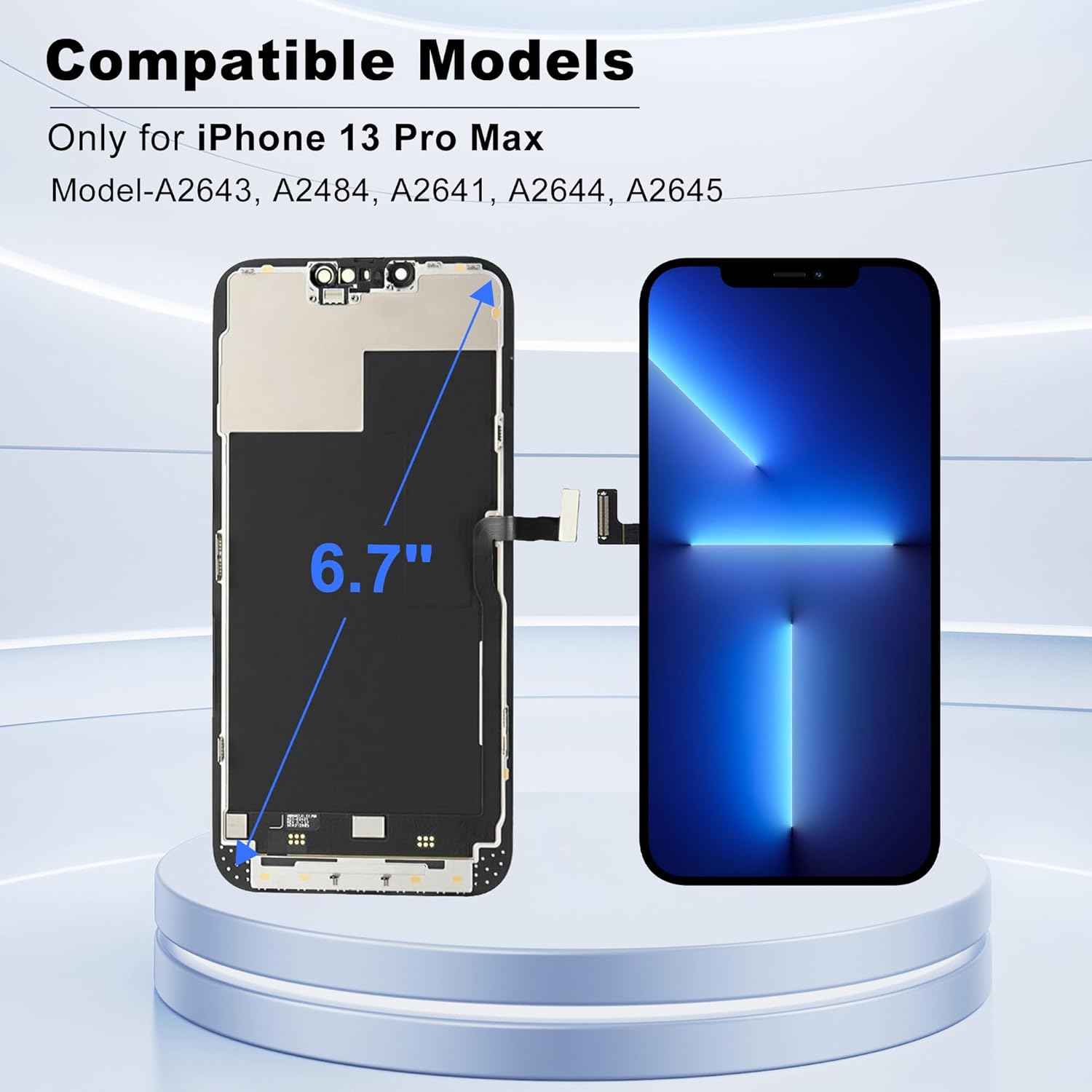 ZOETEC Screen Replacement for iPhone 13 Pro Max, [Support Face ID] Full HD Retina Display Touch Screen Digitizer Frame Assembly with Repair Tools Kit