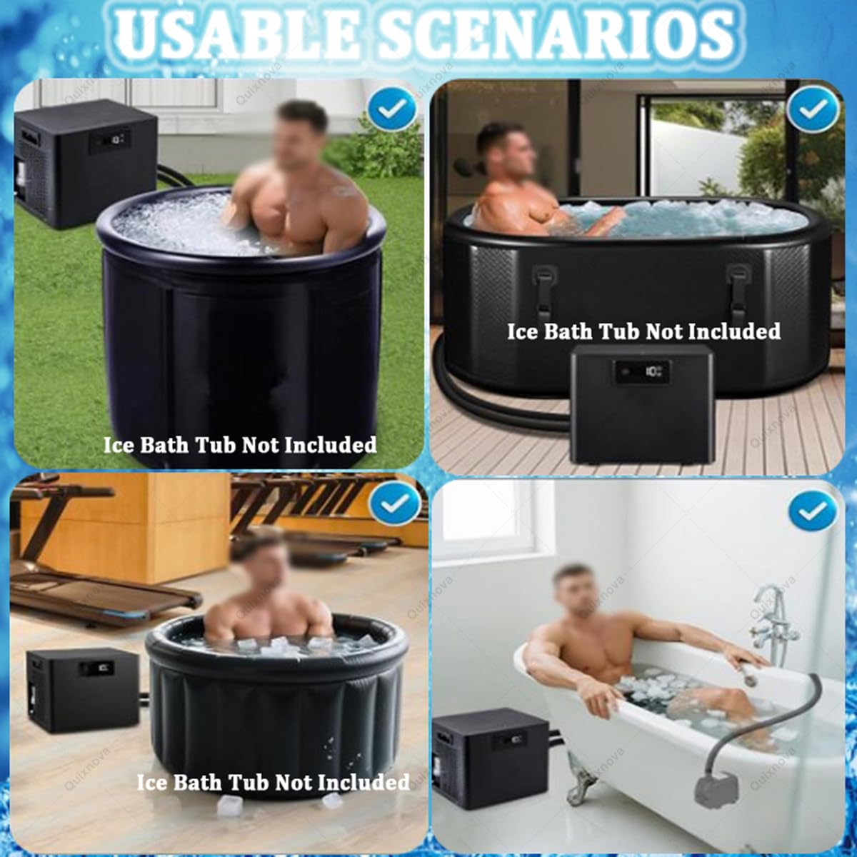 Refroidisseur d'eau à Bain de Glace 0,3 P avec Filtre Externe Pompe pour Cryothérapie
