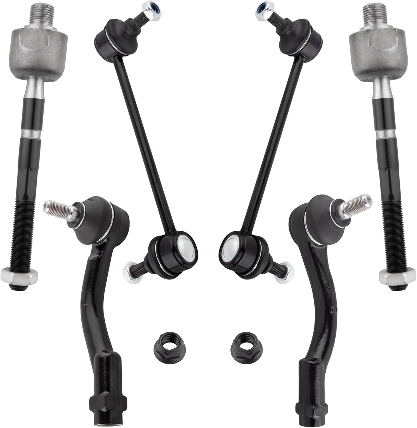 BOXI (Set of 6) Rear Sway Bar End Links + Front Inner & Outer Tie Rod Ends Fit for Hyundai Sonata 1999-2005 XG300 2001 XG350 2002-2005 / for Kia Optima 2001-2006 | Replace K90370 ES3629 ES3630 EV428