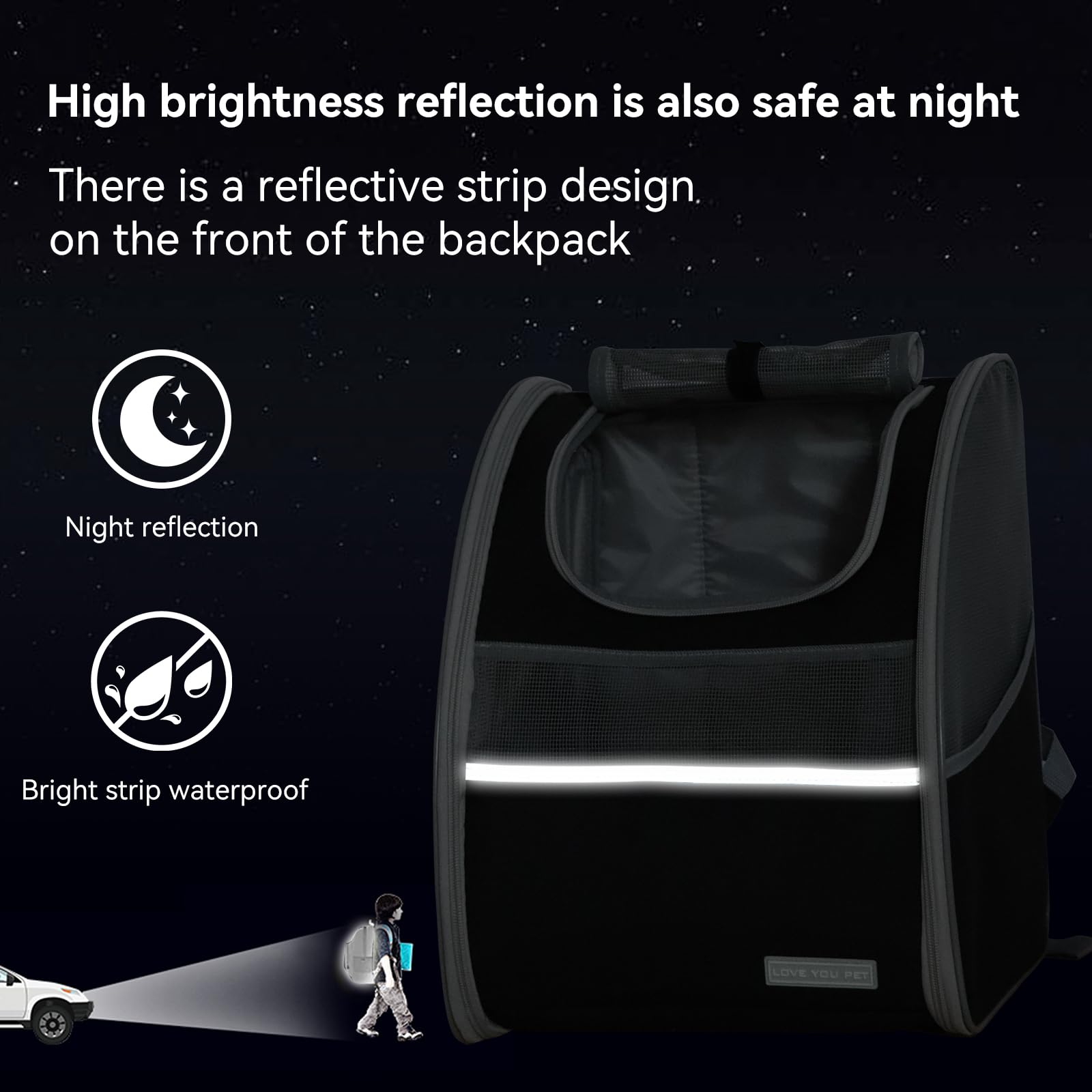 Bolsa de transporte para gatos, transportador de mascotas para gatos y perros, hasta 30 libras, bolsa de viaje plegable, mochila de gran espacio para viajes, color negro
