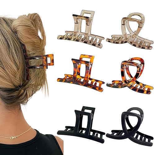 Pinzas para cabello grueso y fino, 6 pinzas de agarre fuerte, lindas pinzas antideslizantes para mujeres y niñas, pinzas de garra neutras para