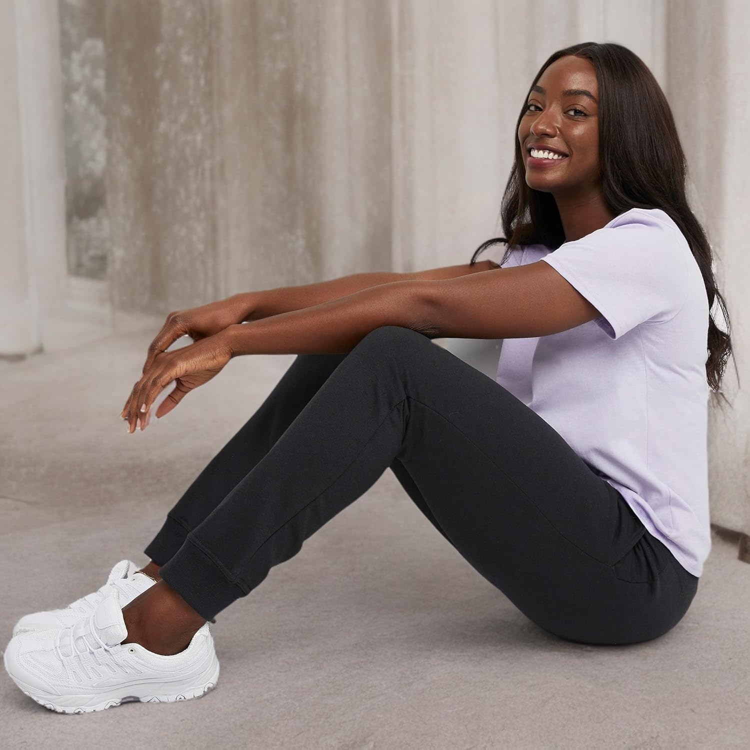 Hanes Women's EcoSmart Joggers, Midweight Cotton-Blend Fleece Sweatpants for Women - Image 6