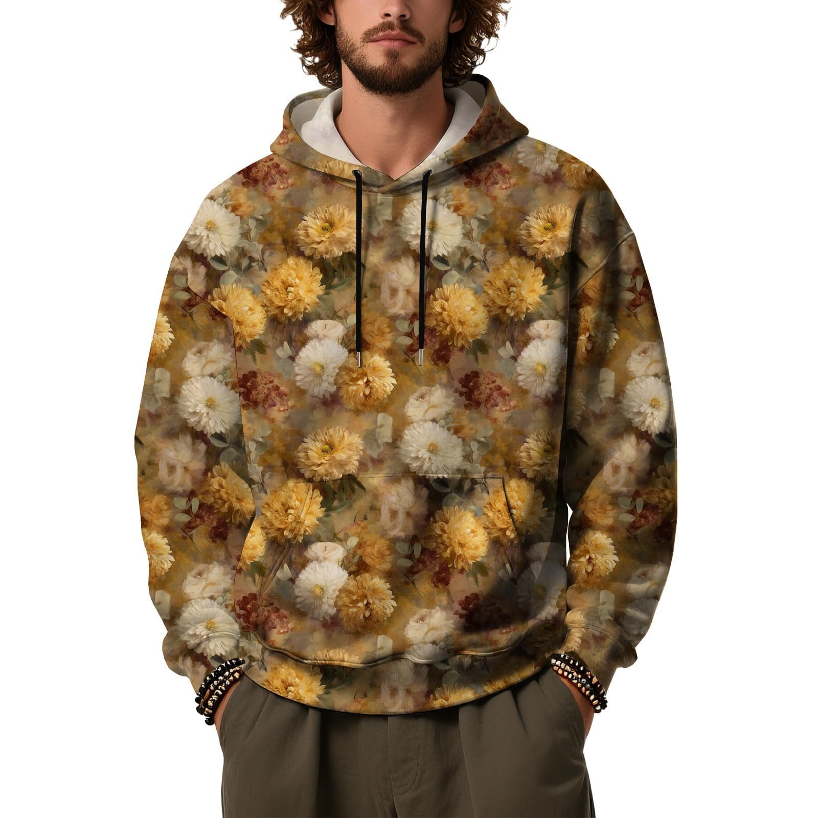 Sudaderas con capucha cómodas de algodón para hombre con bolsillo delantero 7