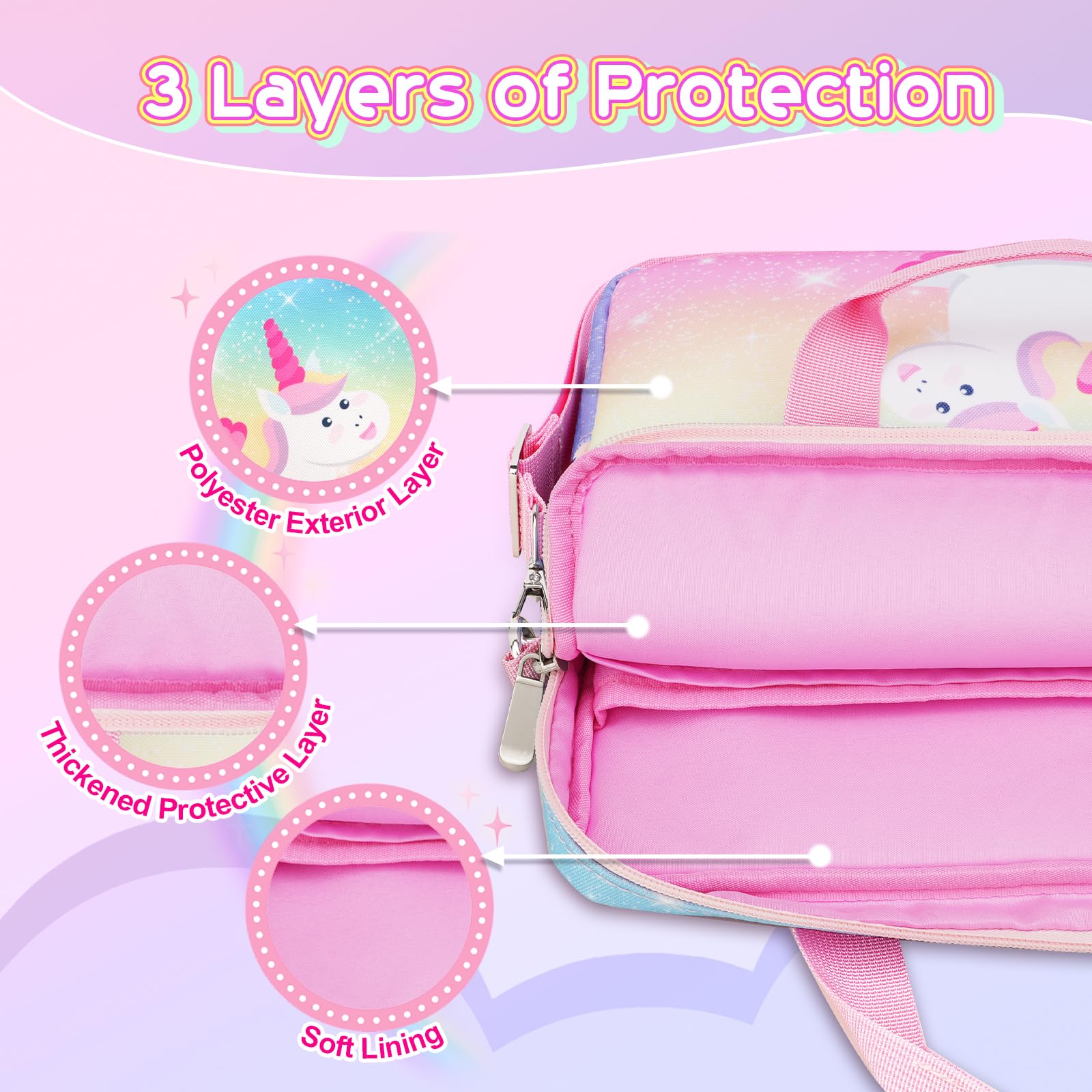 TiMOVO Custodia per Bambine, Borsa 12,5 Pollici con Tracolla, Contenitore Universale Portatile per Fire Tablet, Kindle, iPad