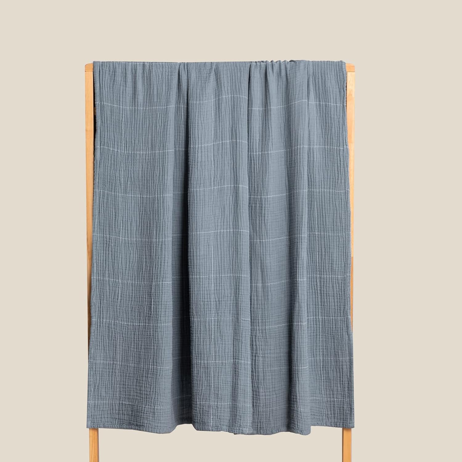 Muslin Cotton Throw Blanket for Adults, 100% Breathable Cotton 4 Layers Blanket Cool Summer Blanket Cozy Throw/76 x56 Blankets for Bed, Summer, Couch, Travel and Outdoor, Camping--(Blue) : Home & Kitchen
