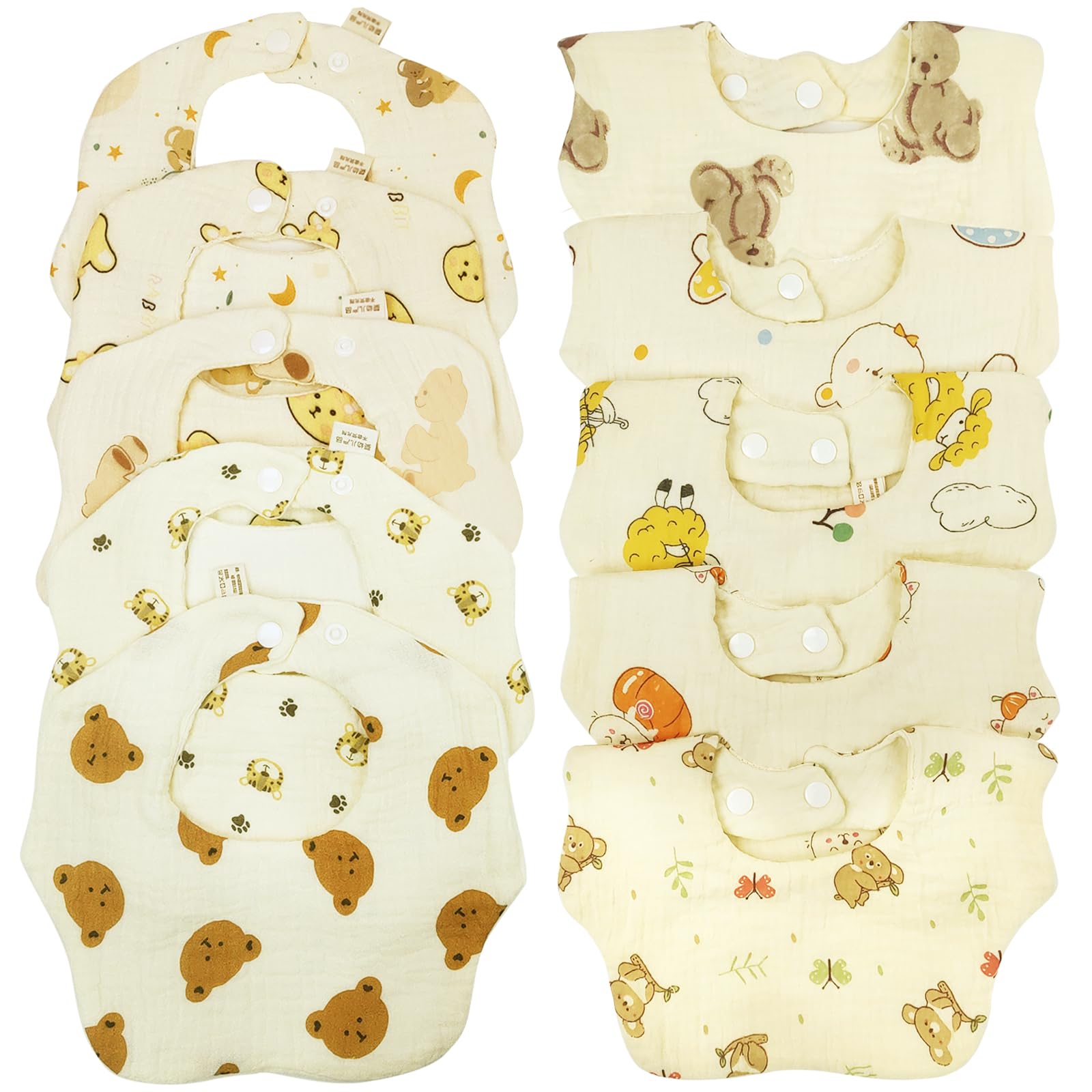 Baby Bibs Muslin Bibs for Baby Girl Boy for Drooling and Teething 10 Pack