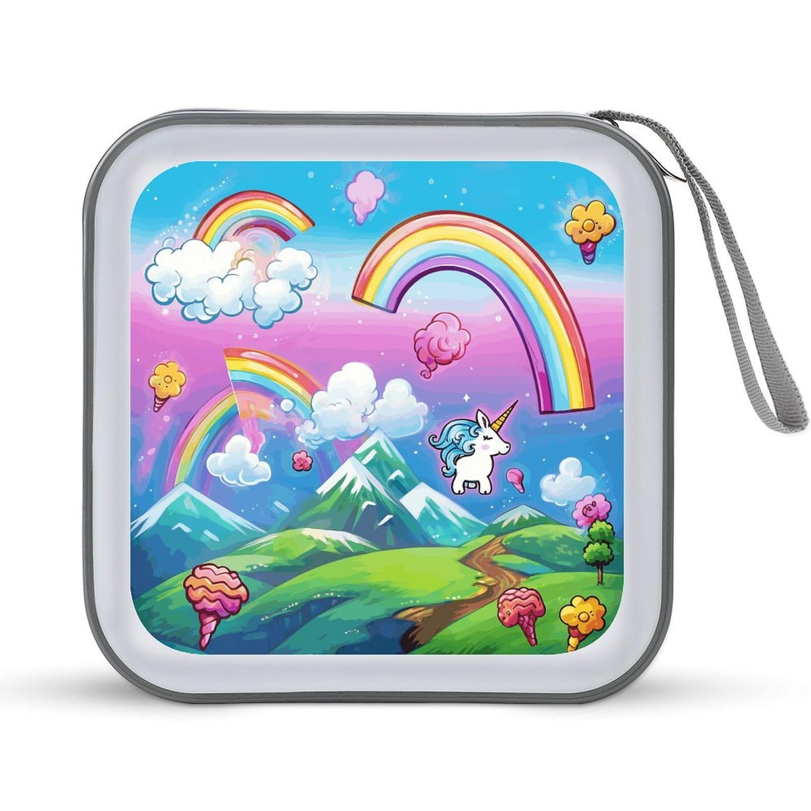 VstaDank Rainbow DVD Case With Zipper Portable CD Case Hardshell DVD VCD Binder Storage Box EVA Protective Blu-ray Wallet 40 Capacity CD Wallet Movie Music Media Disc Wallets