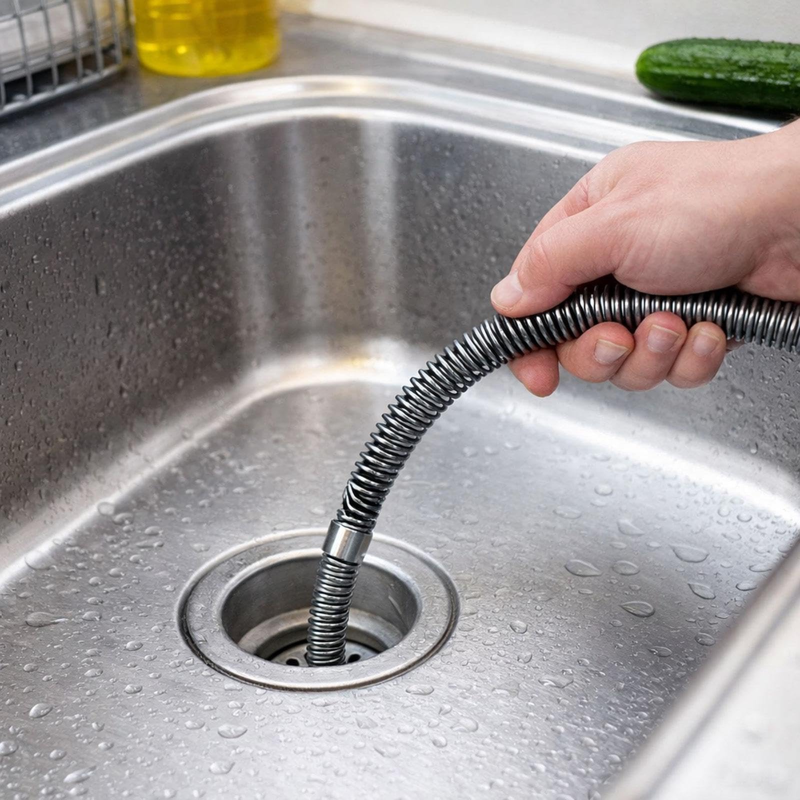 Herramienta para Limpiar Desagües, Serpiente Desatascadora, Tapón para Cabello, Acero, Fácil Instalación, Adecuada para Cocina, Baño Y Bañera, 10m