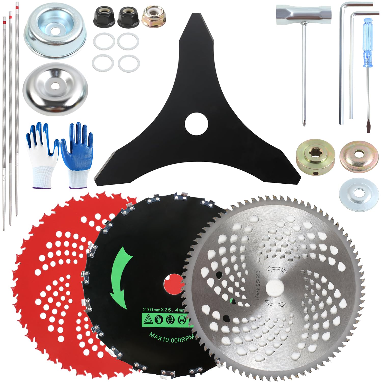 4er Set Freischneider Sägeblatt, 230/255 X 25,4 MM Kreissägeblatt Sägeblatt, Hartmetall Motorsense Zubehör Sägeblatt in 3T/20T/36T/80T, für Kreissägen Motorsensen