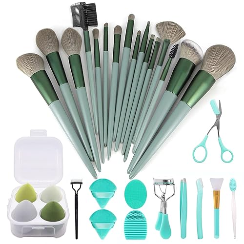 Koccido Makeup Brushes 30 Pcs Makeup Kit,Foundation Brush Eyeshadow Brush Make up Brushes Set (Green, 30 Piece Set Large)