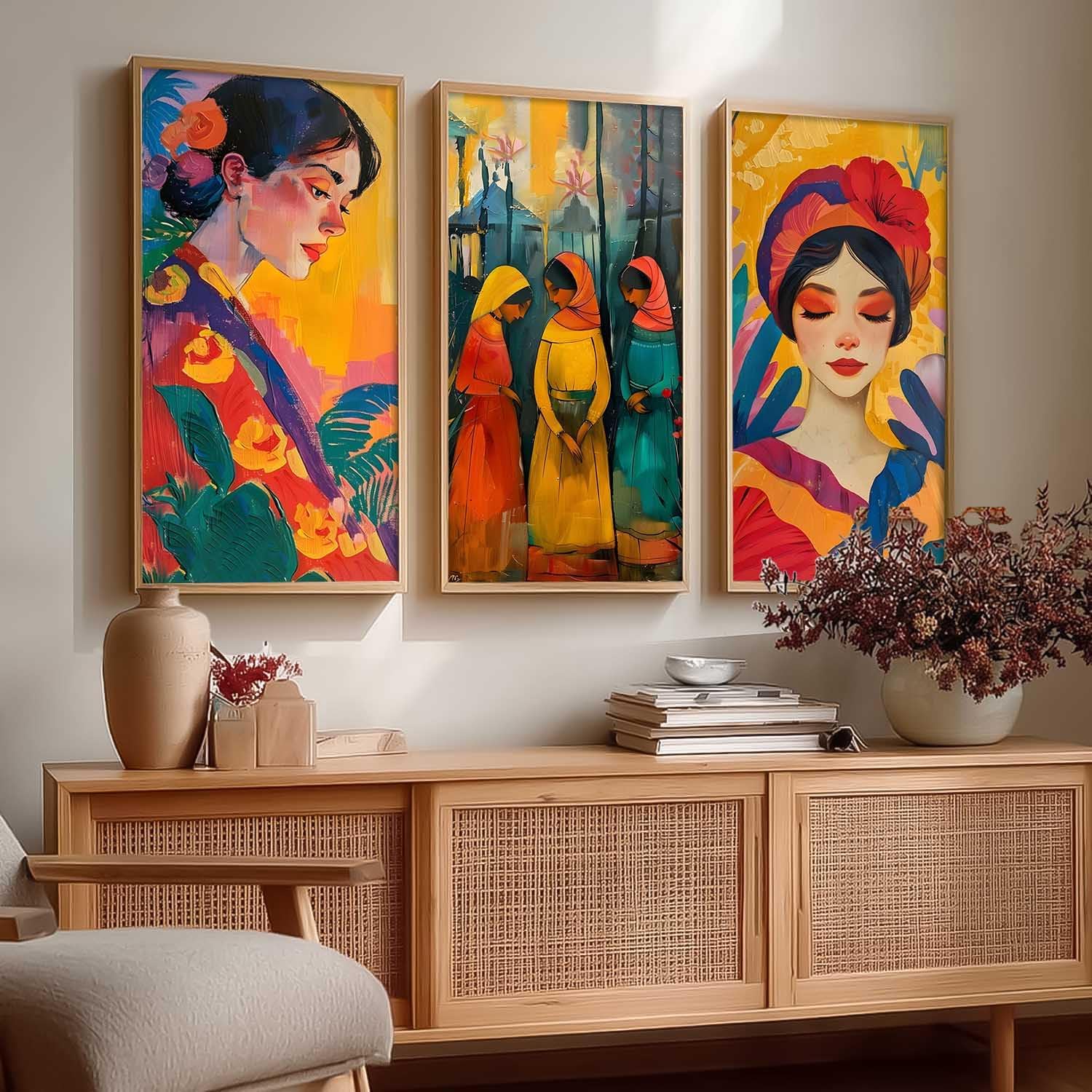 Kotart Abstract Wall Art Set - 3 Floral Prints -24 Kotart Abstract Wall Art Set - 3 Floral Prints -24