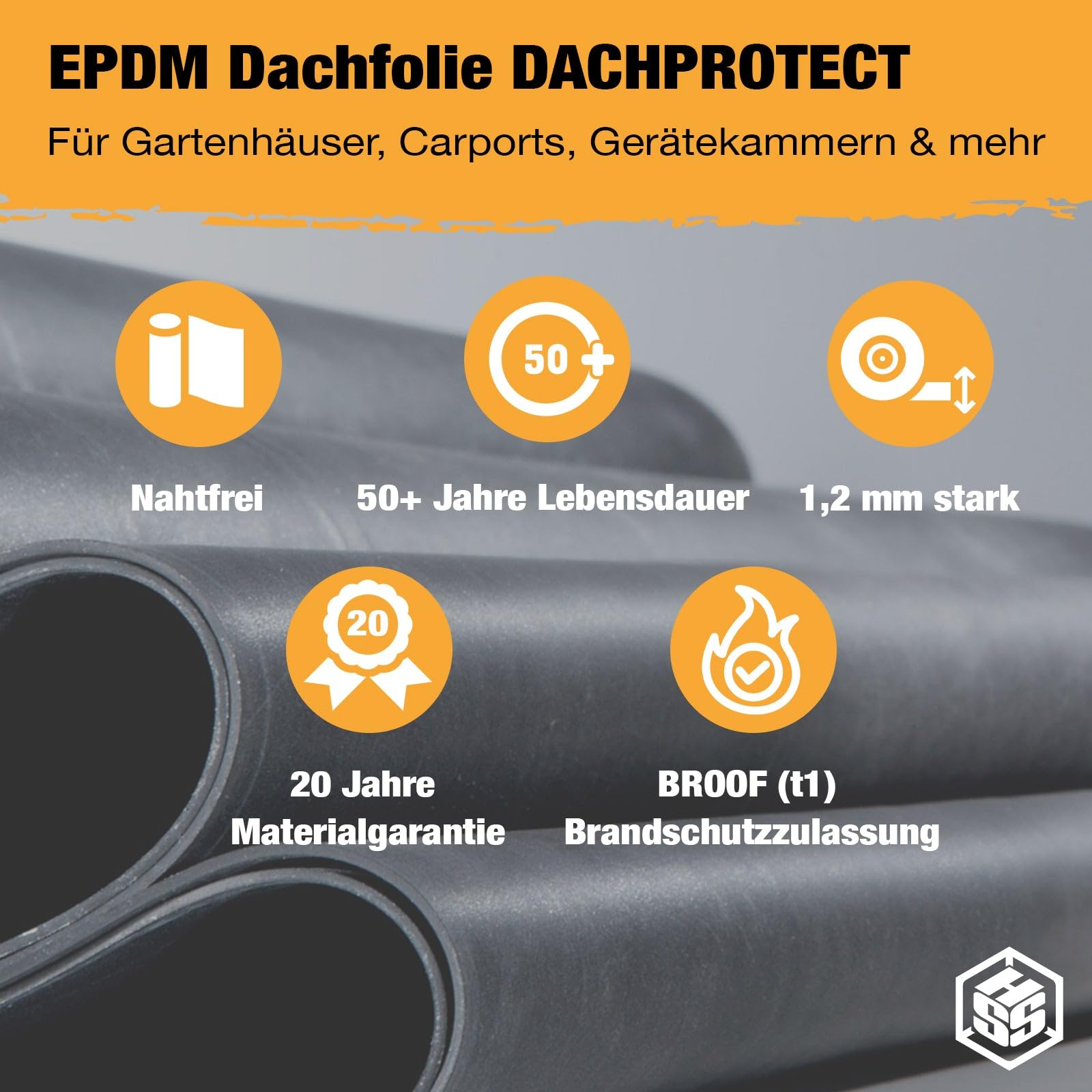 EPDM Dachfolie 1,2mm Profi Dachbahn Flachdachabdichtung UV-beständig 3,05m x 8,00m