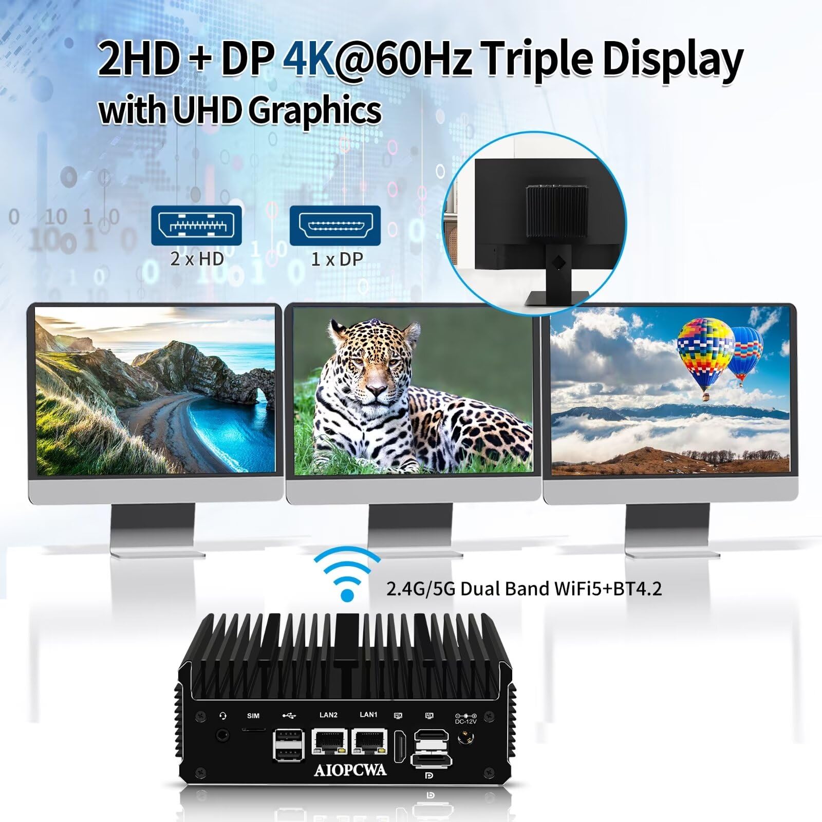 Amazon.co.jp: AIOPCWA ファンレス ミニPC Celeron J6412, 産業用 商業