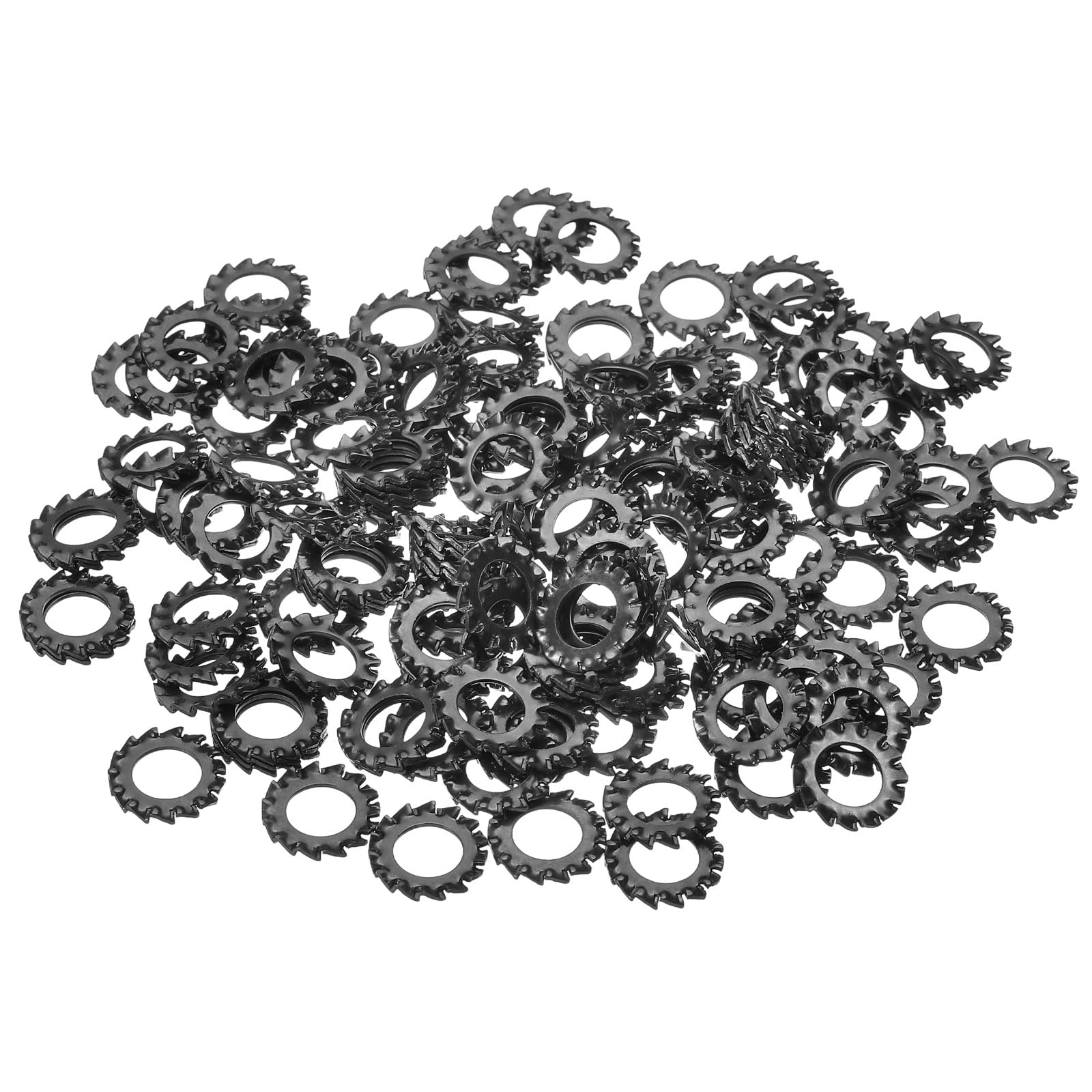 sourcing map 150Pcs External Tooth Lock Washers, M8 Carbon Steel Serrated Locking Washers for Screw Bolt Mechanical Equipment Fasteners, Black
