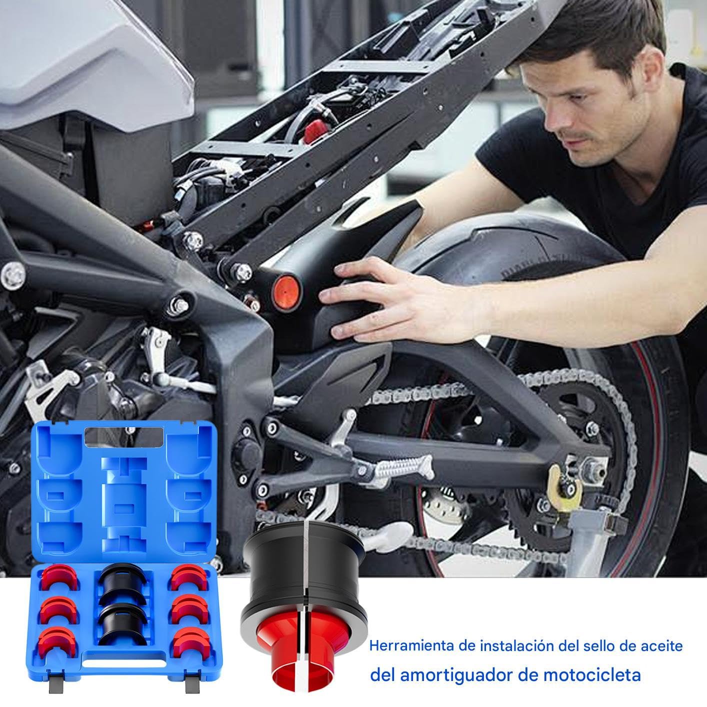 Kit de Herramientas para Retenes de Horquilla,Juego de Herramientas para Motocicleta,Equipo de Montaje de Sellos de para Talleres y Uso Doméstico | Para Garaje Moto Exterior y Hogar