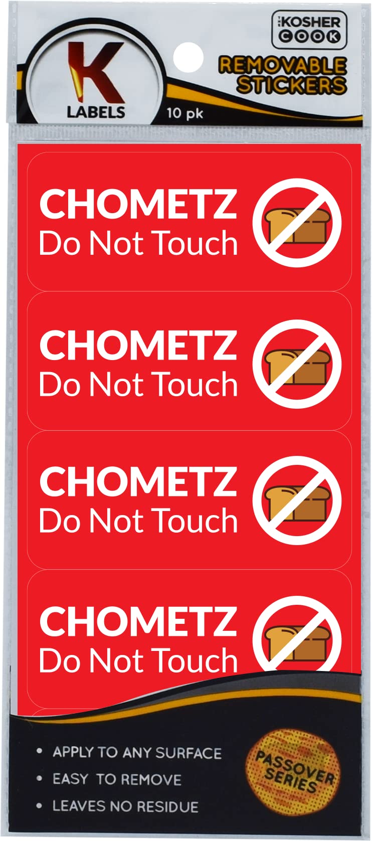 Passover Labels 20 Pack - Chametz Cabinet, Closet and Pantry Stickers - Pesach Seder and Kitchen Accessories by The Kosher Cook