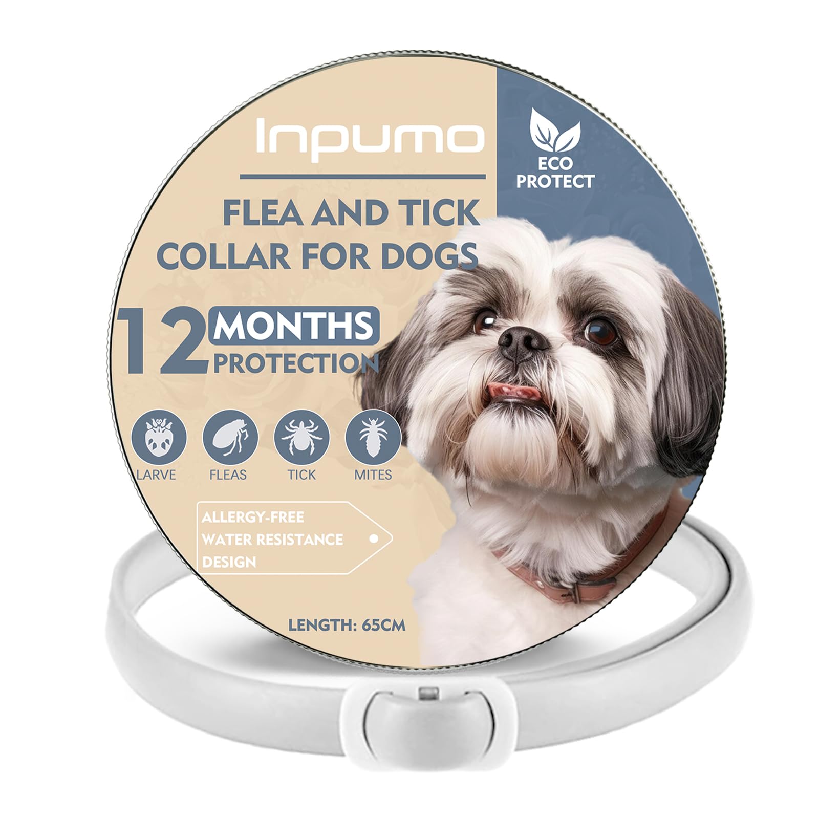 Collare Antiparassitario Per Cani, 12 Mesi di Protezione Collare Antipulci Cane Antiparassitario Cani Regolabile Impermeabile Collare Antipulci per Tutti i Cani (1Pack)