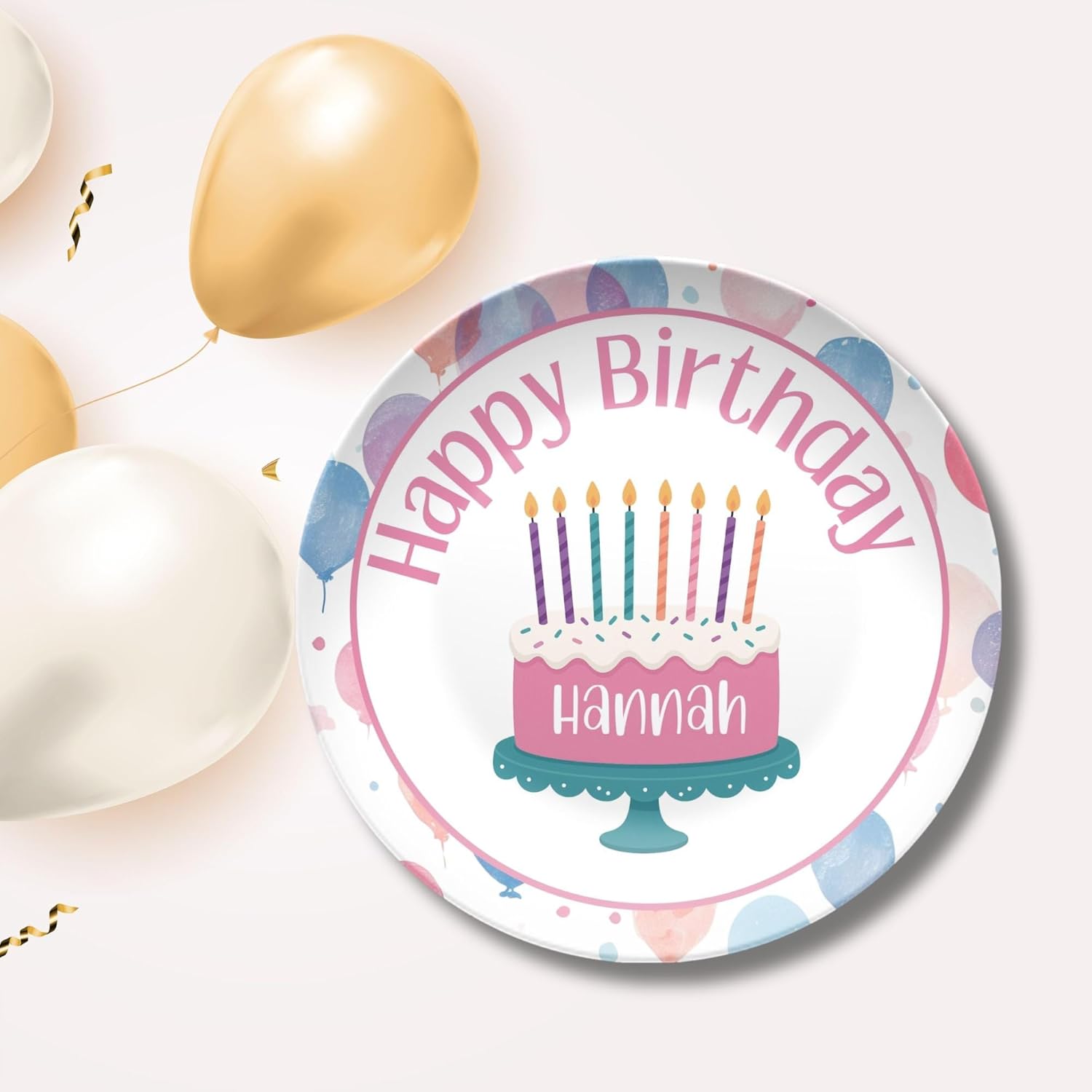 Personalized Birthday Plate, Happy Birthday Name Cake Plate for Girl