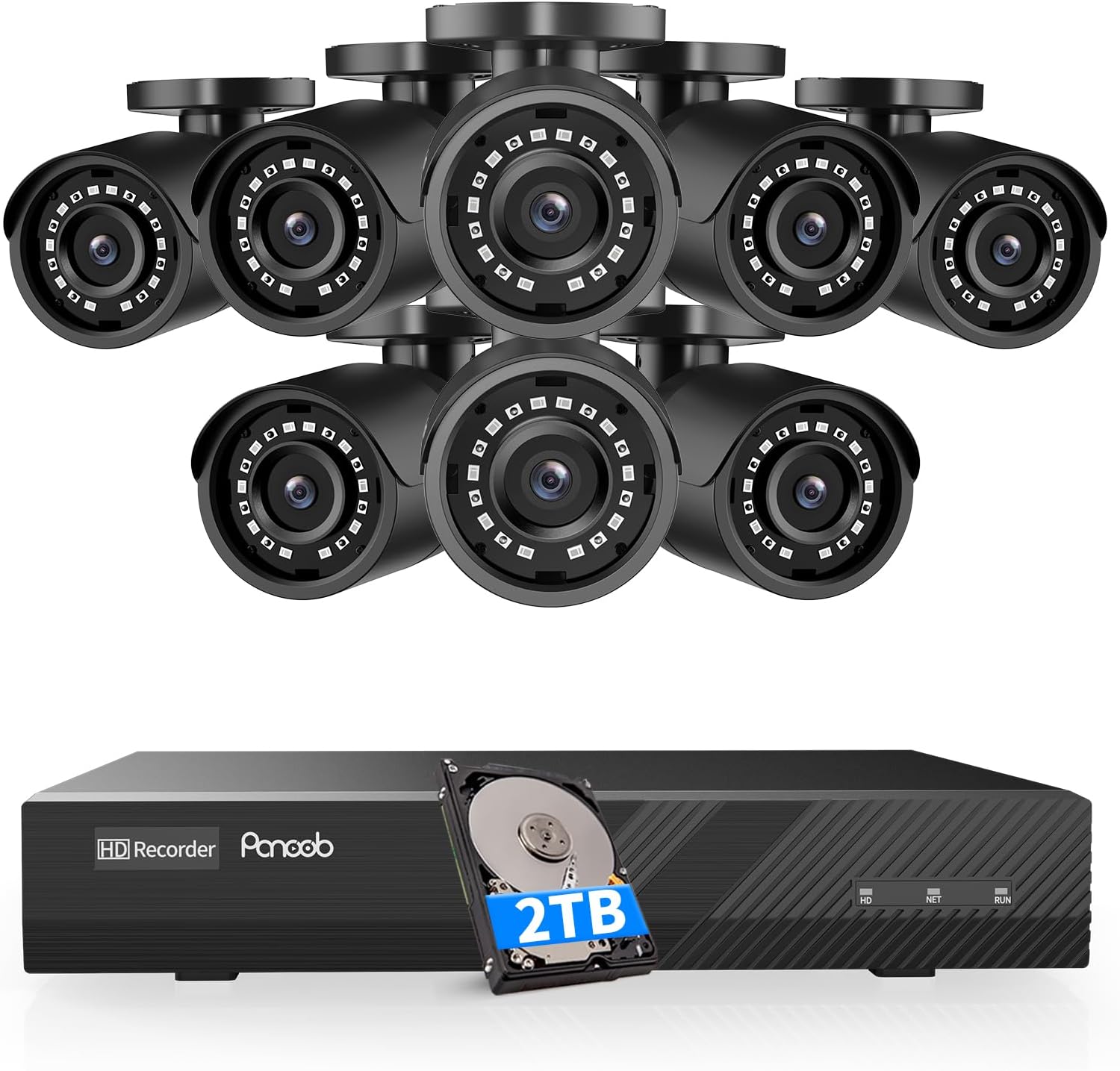 8 Channel Safety Digital camera System, 8X 5MP Wired Out of doors Surveillance IP PoE Bullet Cameras with AI Human Detection, Distant Entry, Constructed-in Mic/Audio, 4K 8CH PoE NVR 2TB HDD, PB37F30808-5M