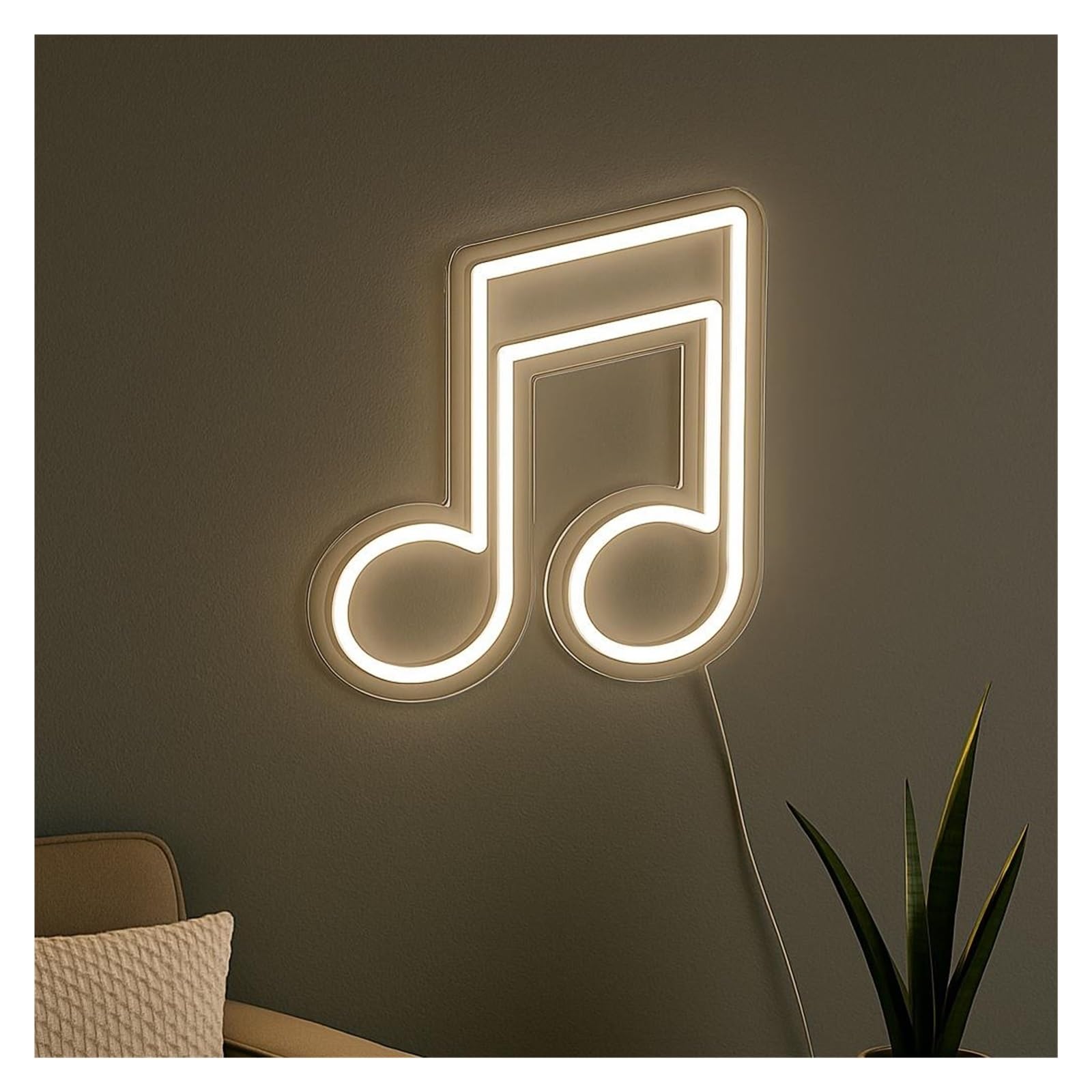 RONGCH Hanging Art Signs Music Note Neon Sign, Suitable for Living Room Wall Decor with Dimmable 38cm(C)