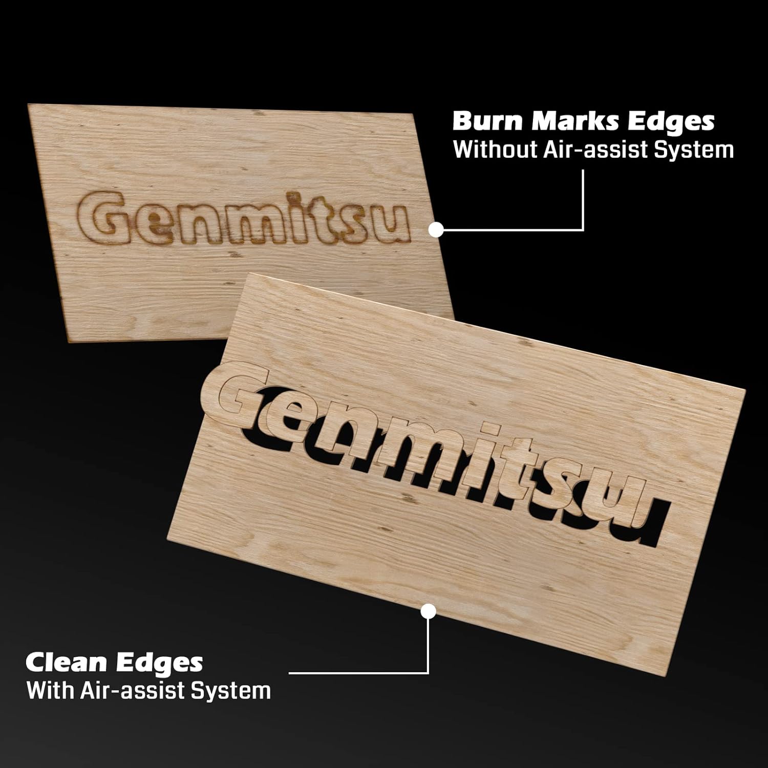 Comparison of laser cutting with and without air assist