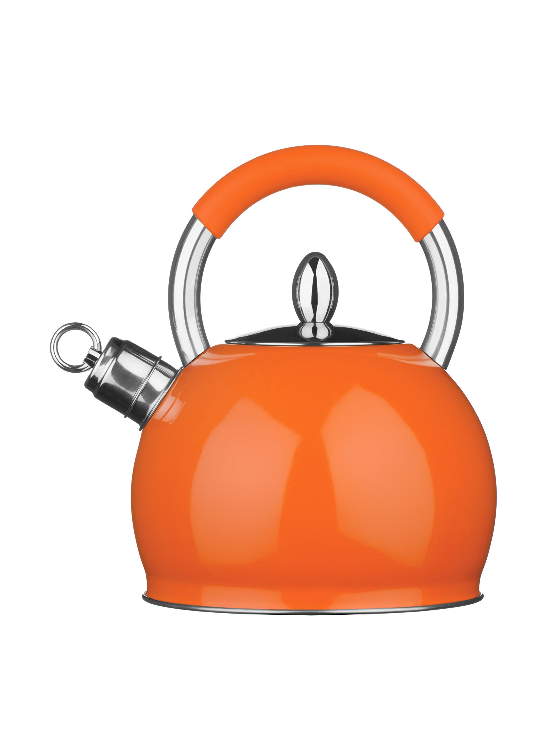 Premier Housewares Pfeifender Wvasserkeasel, 3 l, 1 Stück, Rostfreier Stahl, Orange, 19x19x25