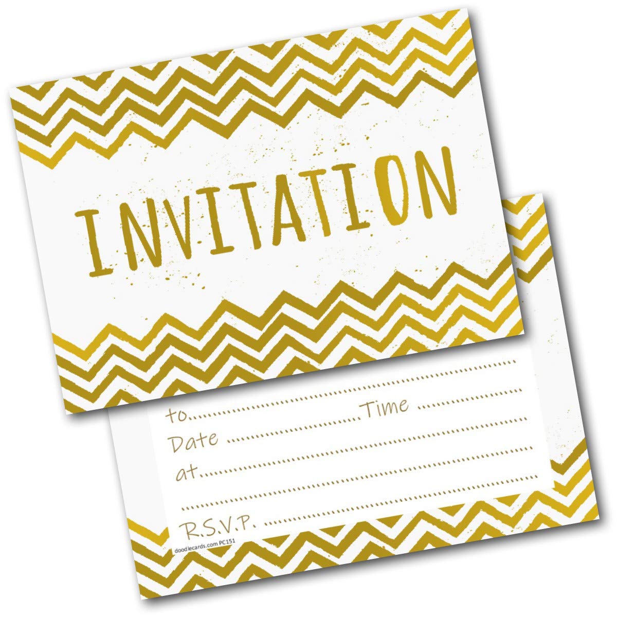doodlecards Birthday Party Invitations Zig Zag Pack of 20 Invites and Envelopes. Printed in UK, Premium Quality & 100% Recyclable.